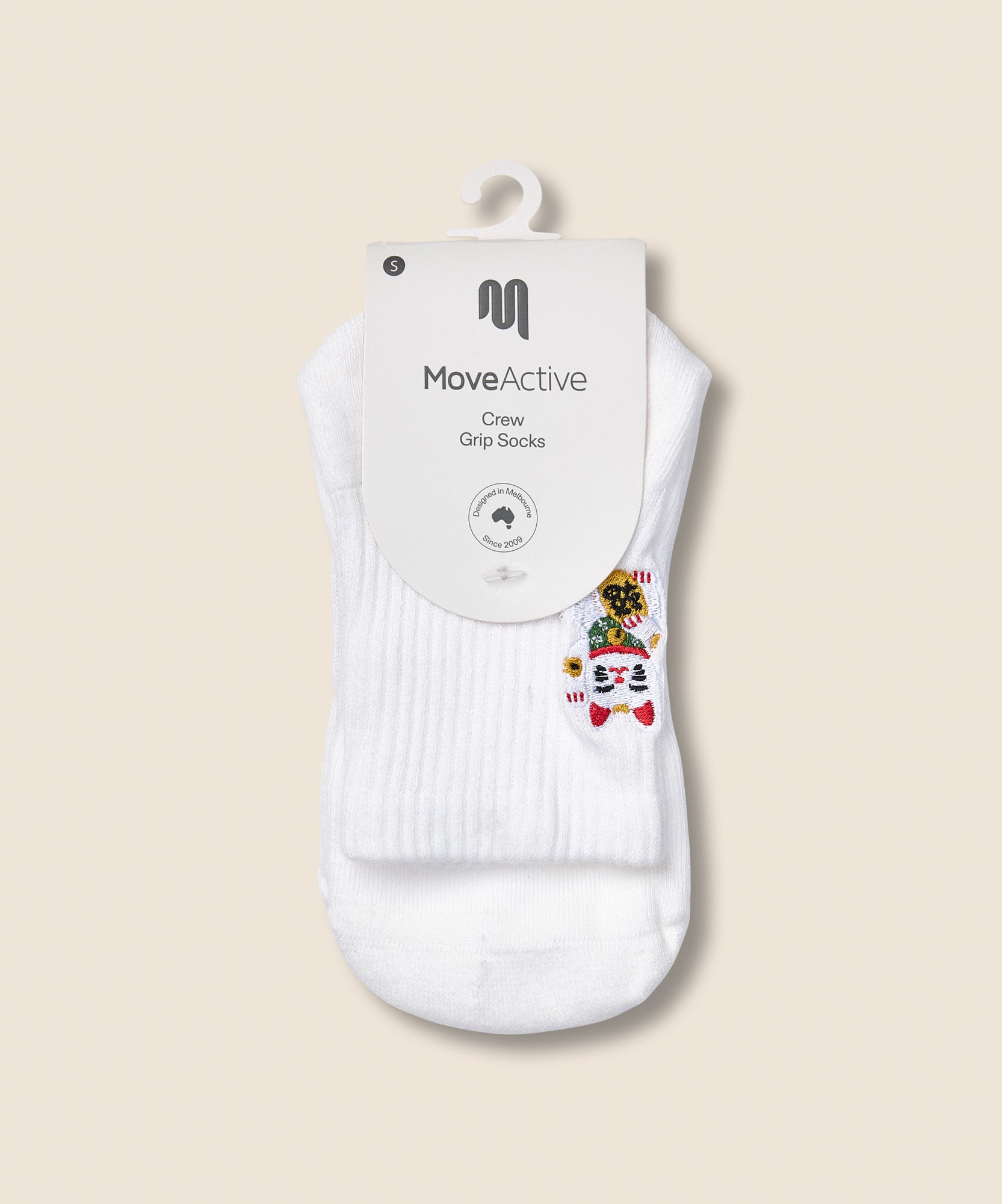 Crew Grip Socks - Fortune Kitty Ivory