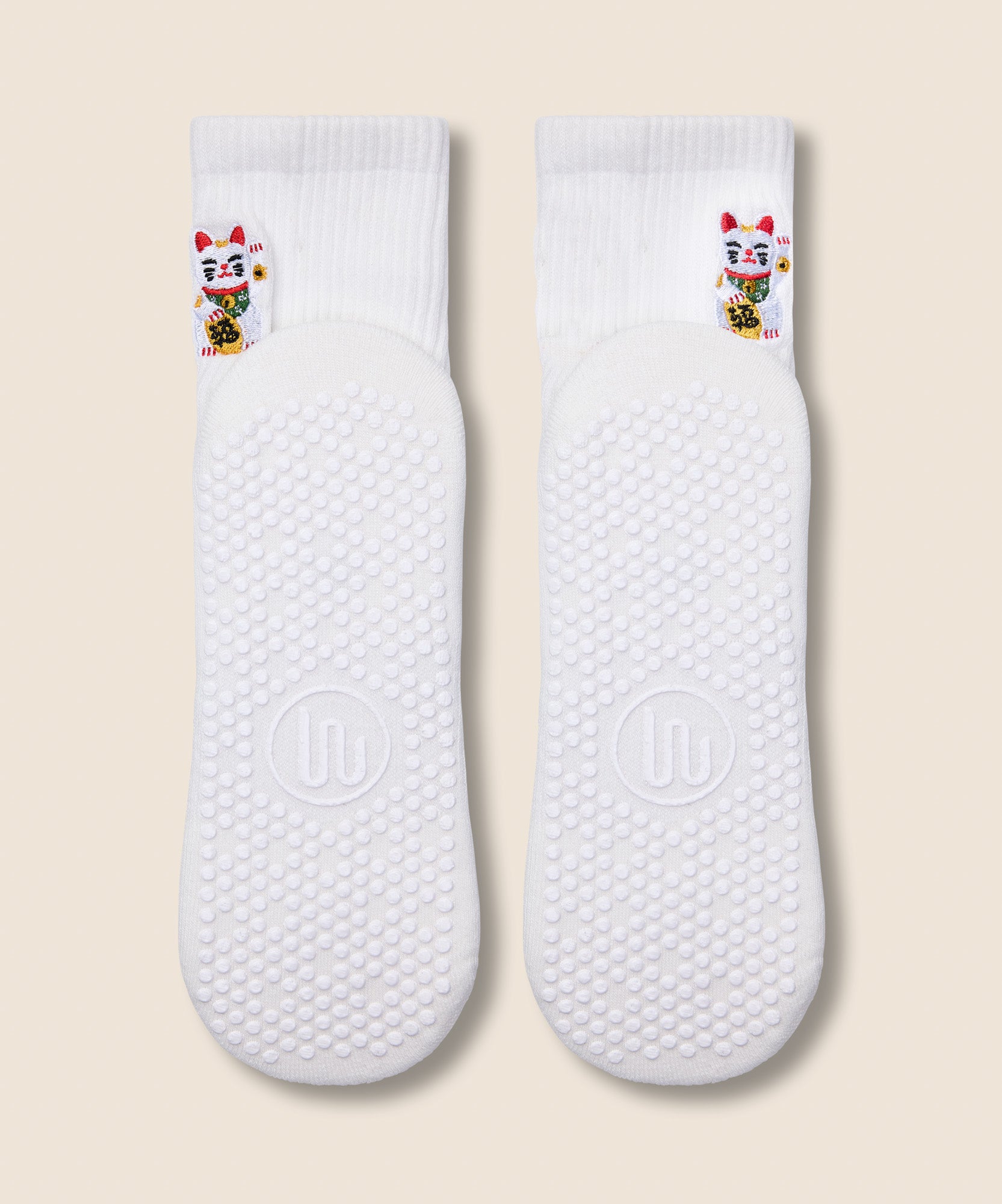 Crew Grip Socks - Fortune Kitty Ivory
