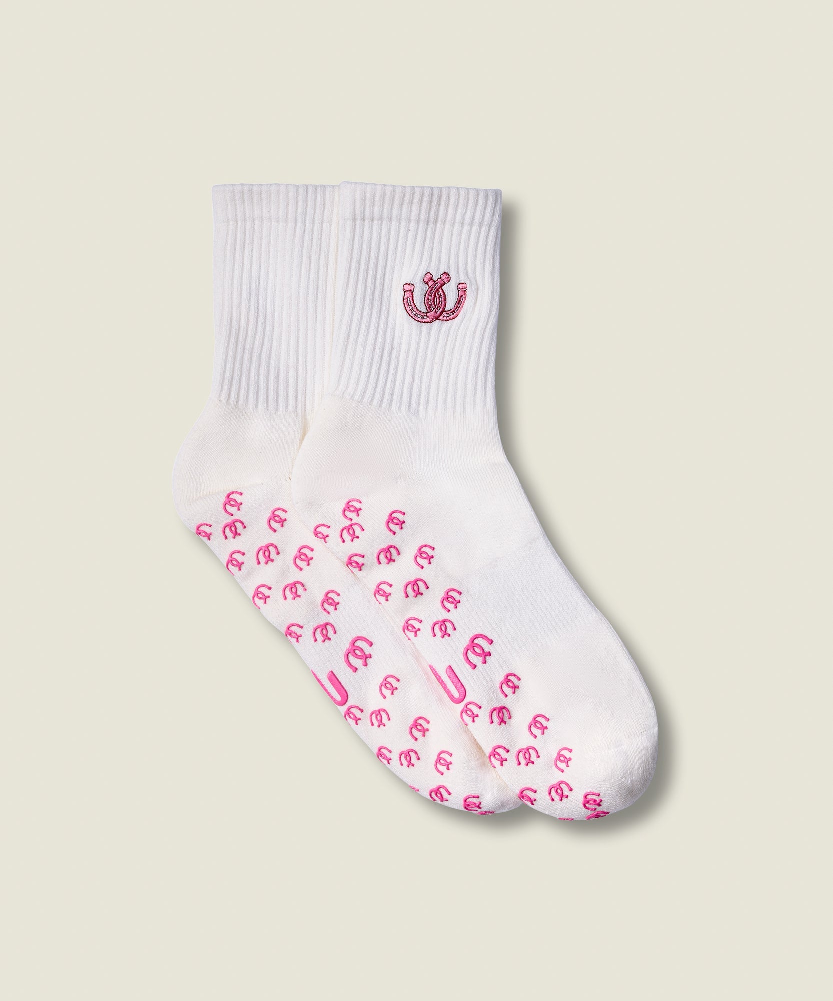 Crew Non Slip Grip Socks - Lucky Horseshoe Ivory