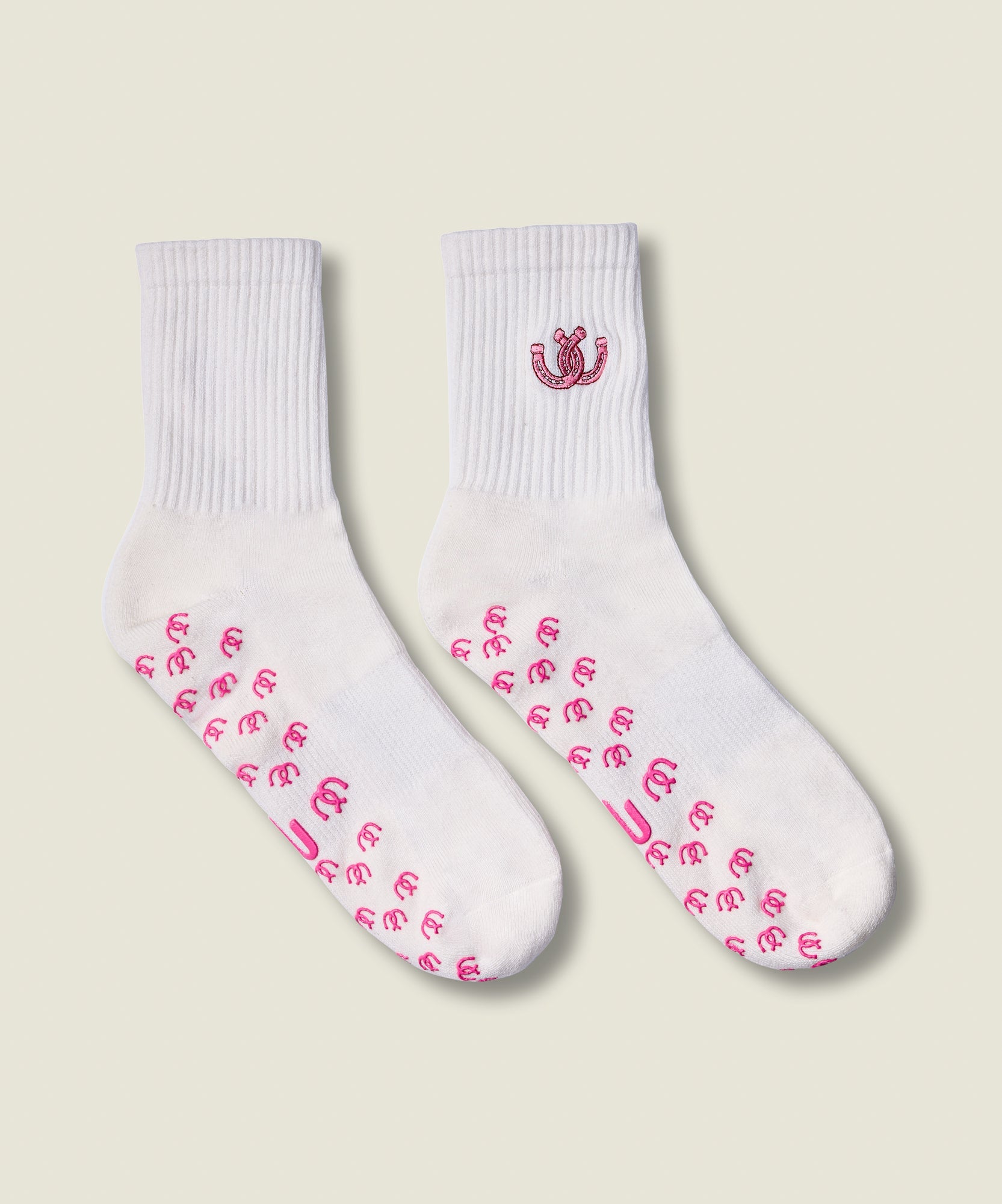 Crew Non Slip Grip Socks - Lucky Horseshoe Ivory