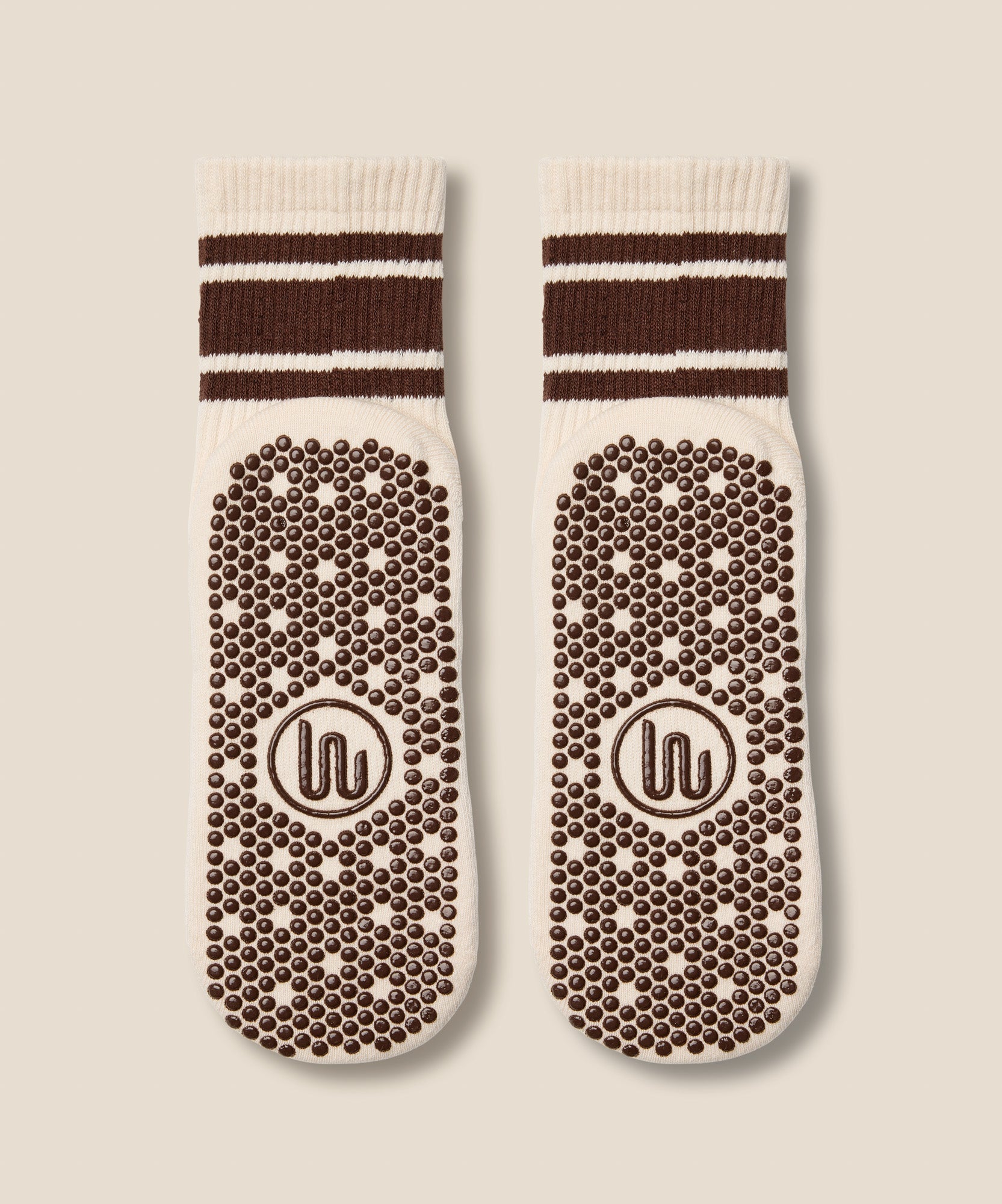 Crew Grip Socks - Oat Espresso Stripe