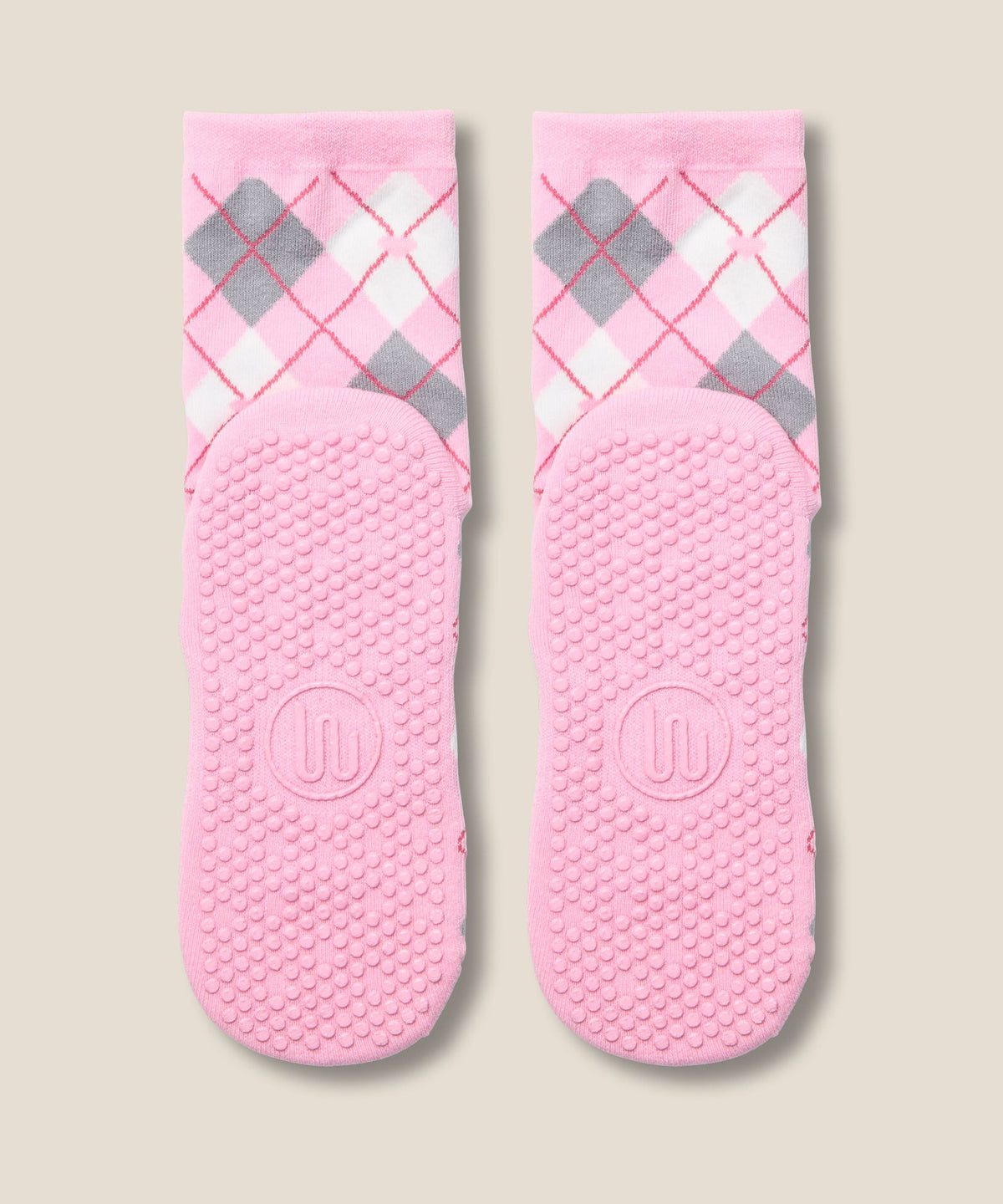 Crew Grip Socks - Argyle Pink
