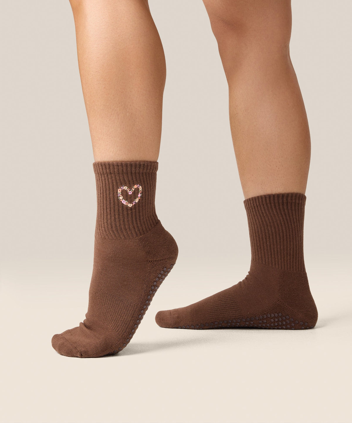 Crew Grip Socks - Heart Vine Brown