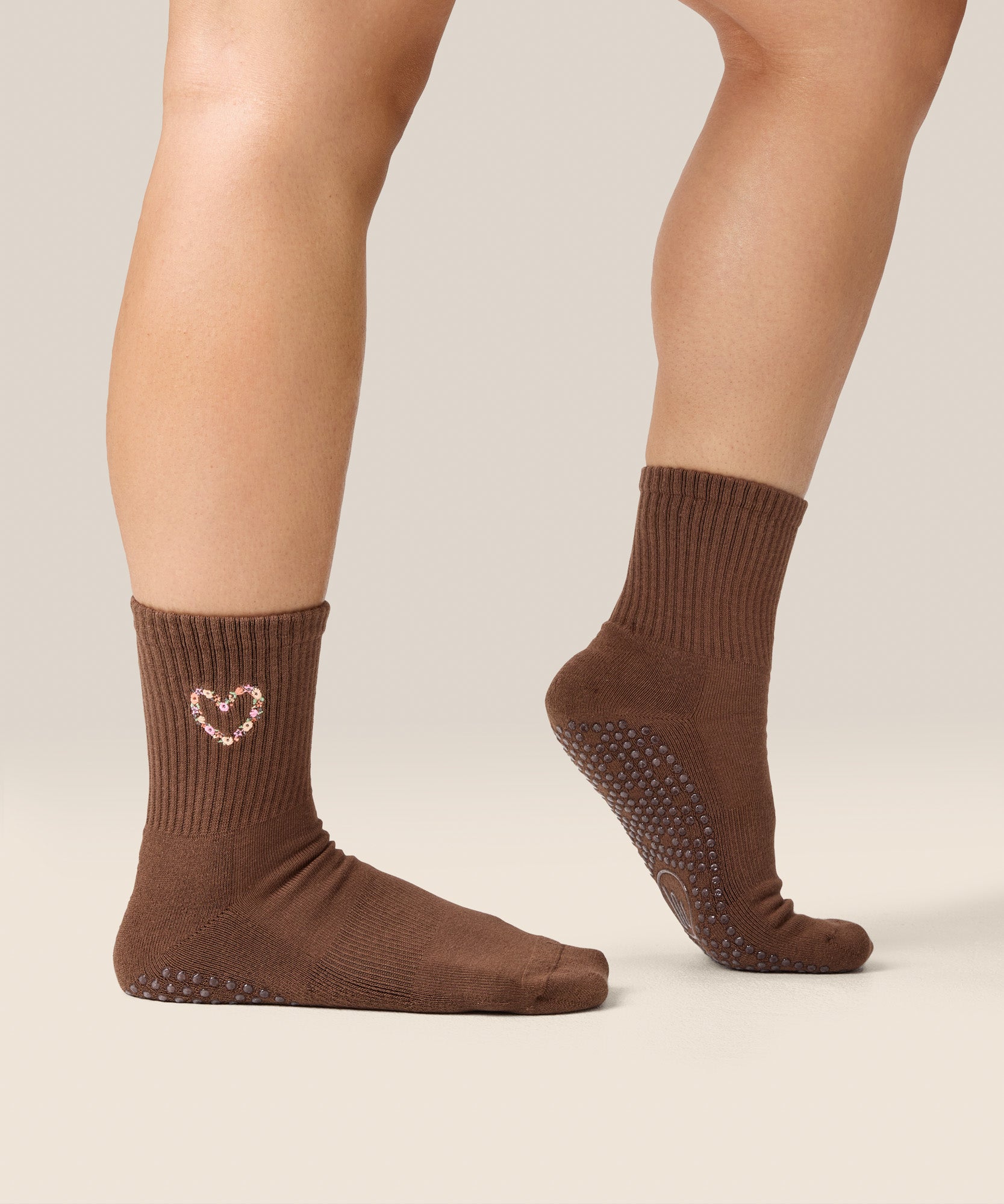 Crew Grip Socks - Heart Vine Brown