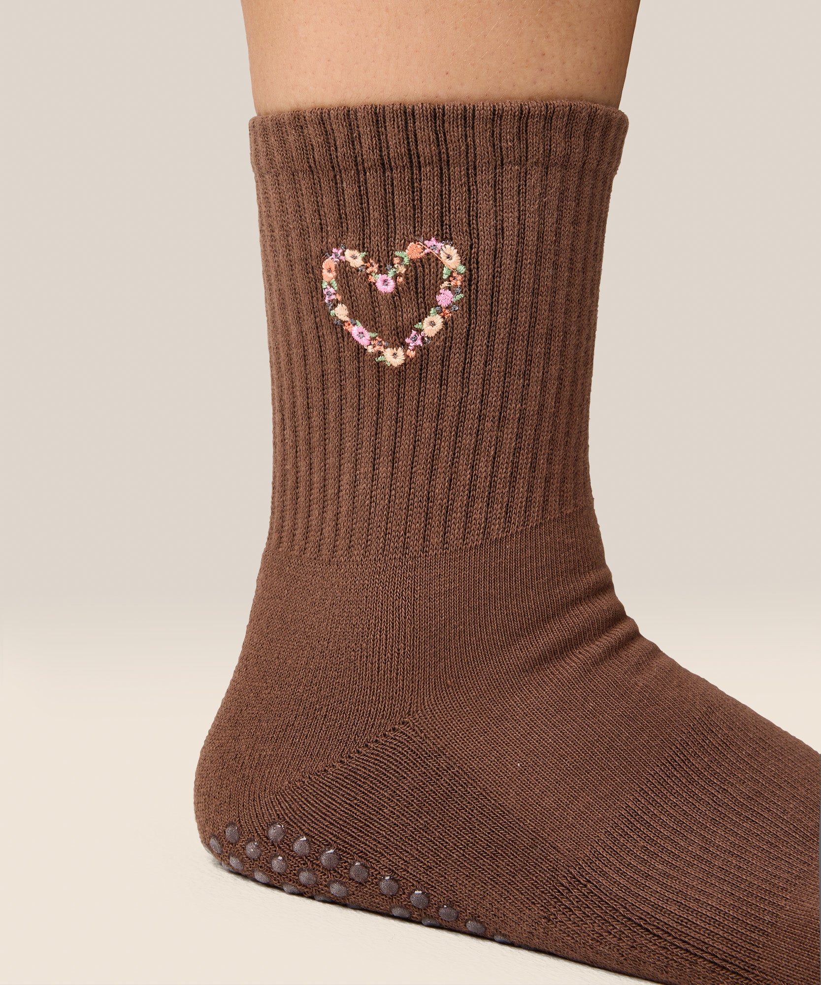 Crew Grip Socks - Heart Vine Brown