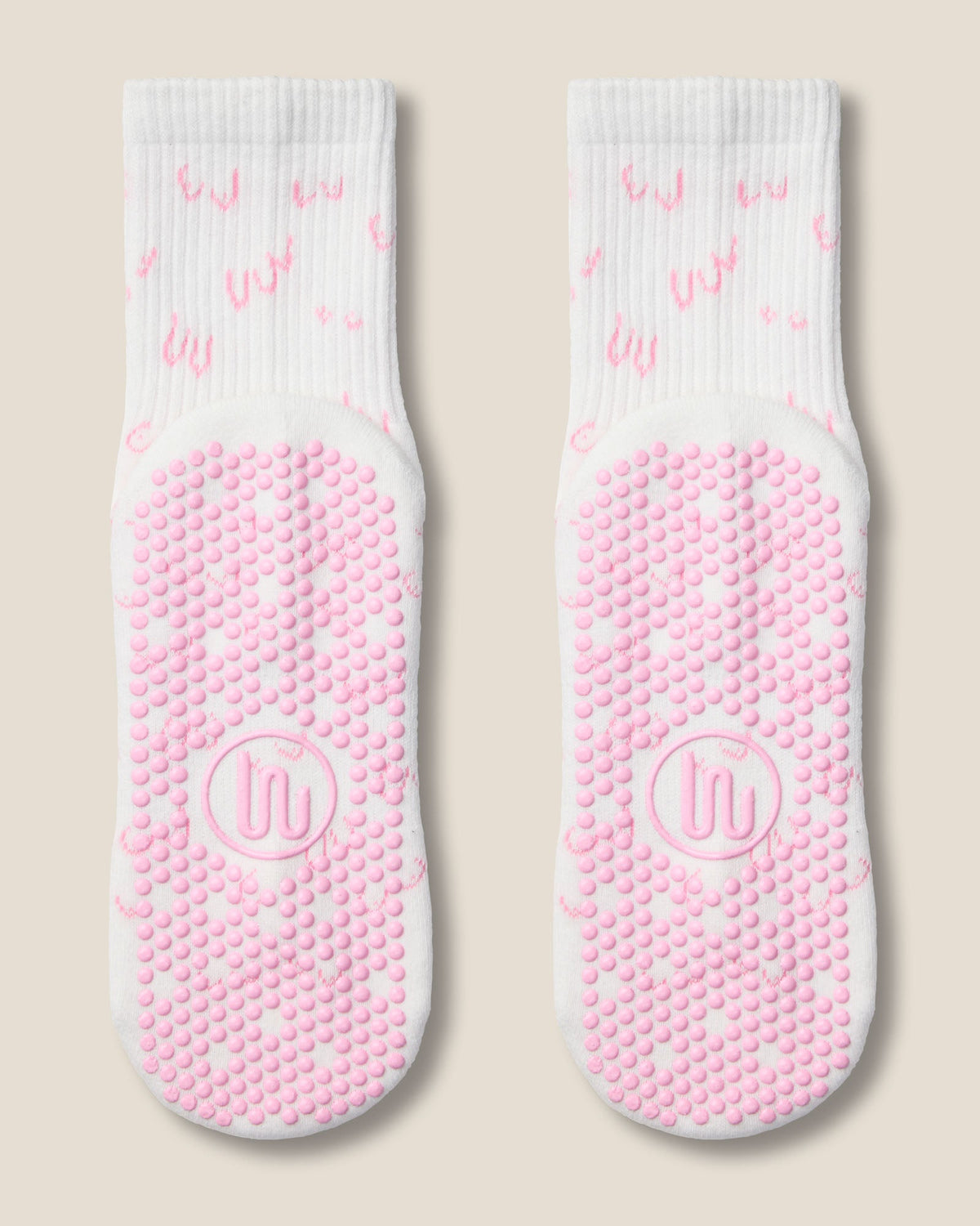 Crew Grip Socks - Breast Cancer White