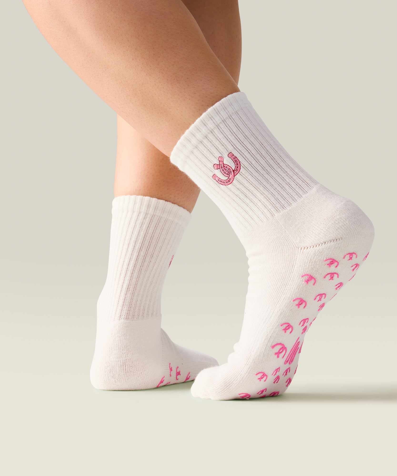 Crew Non Slip Grip Socks - Lucky Horseshoe Ivory