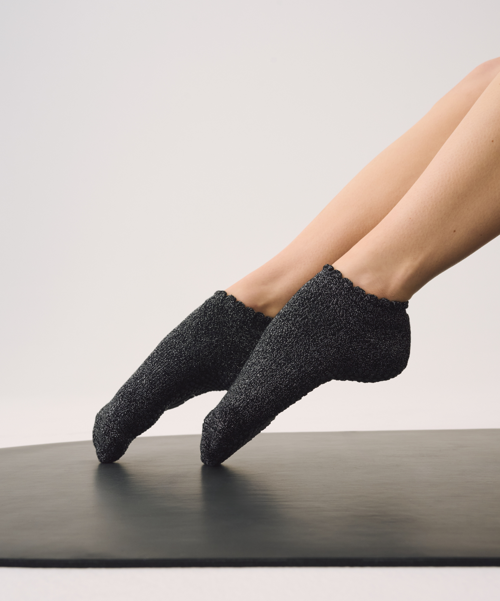 Classic Low Rise Grip Socks Black Sparkle Frill MoveActive