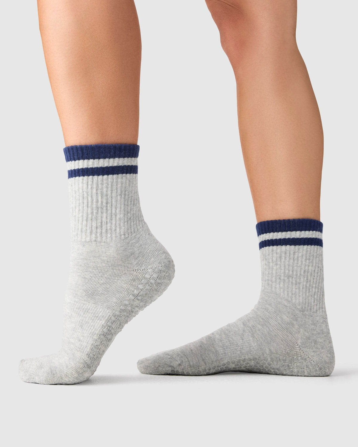 Crew Grip Socks - Retro Stripe Grey Marle & Ink