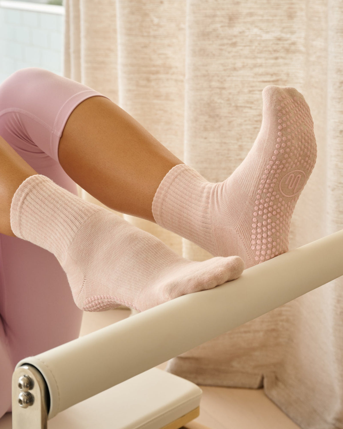 Crew Grip Socks - Soft Pink Marle