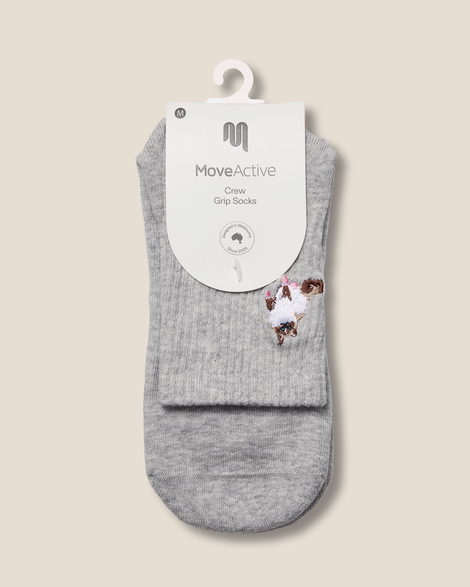 Crew Grip Socks - Ginger Cat Grey Marle