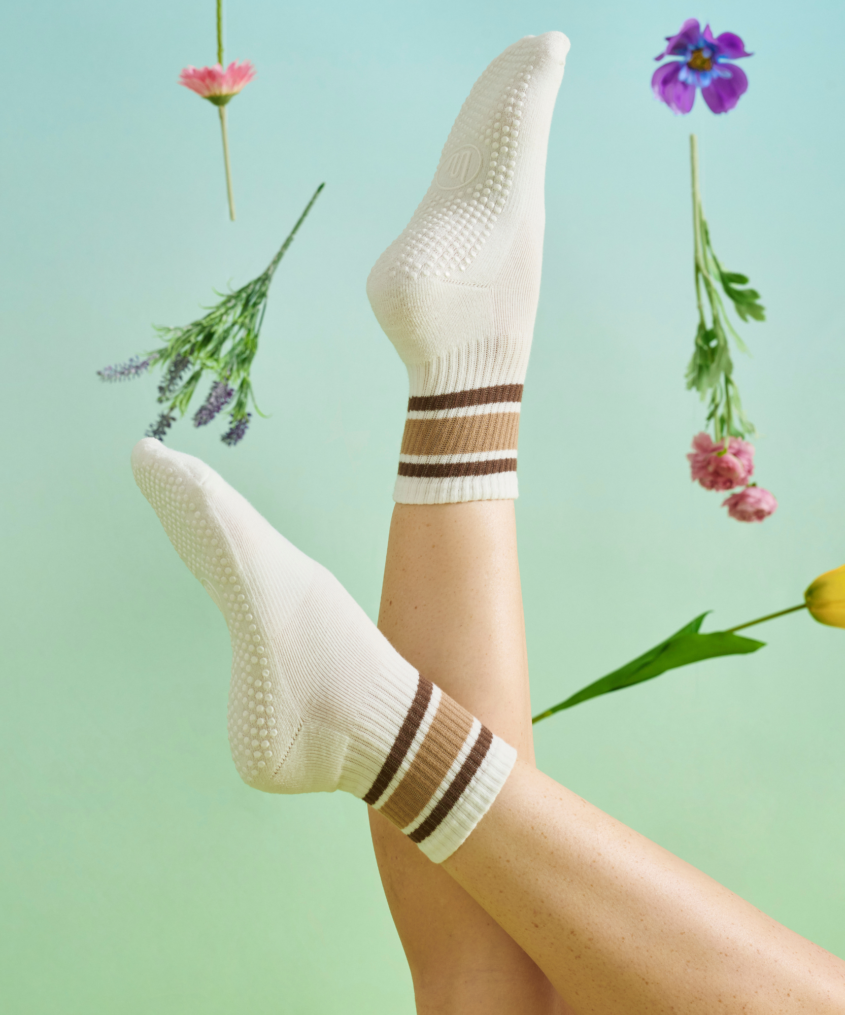 Crew Non Slip Grip Socks - Harvest Stripe