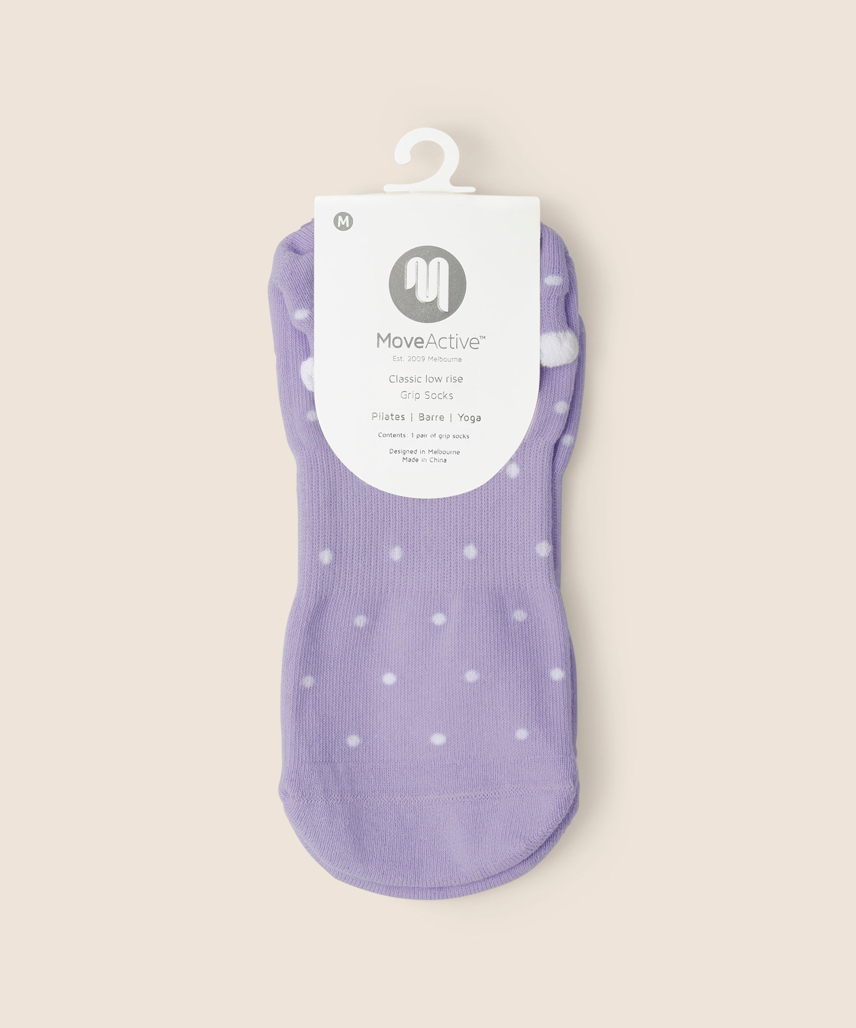 Classic Low Rise Grip Socks - Lavender Spots