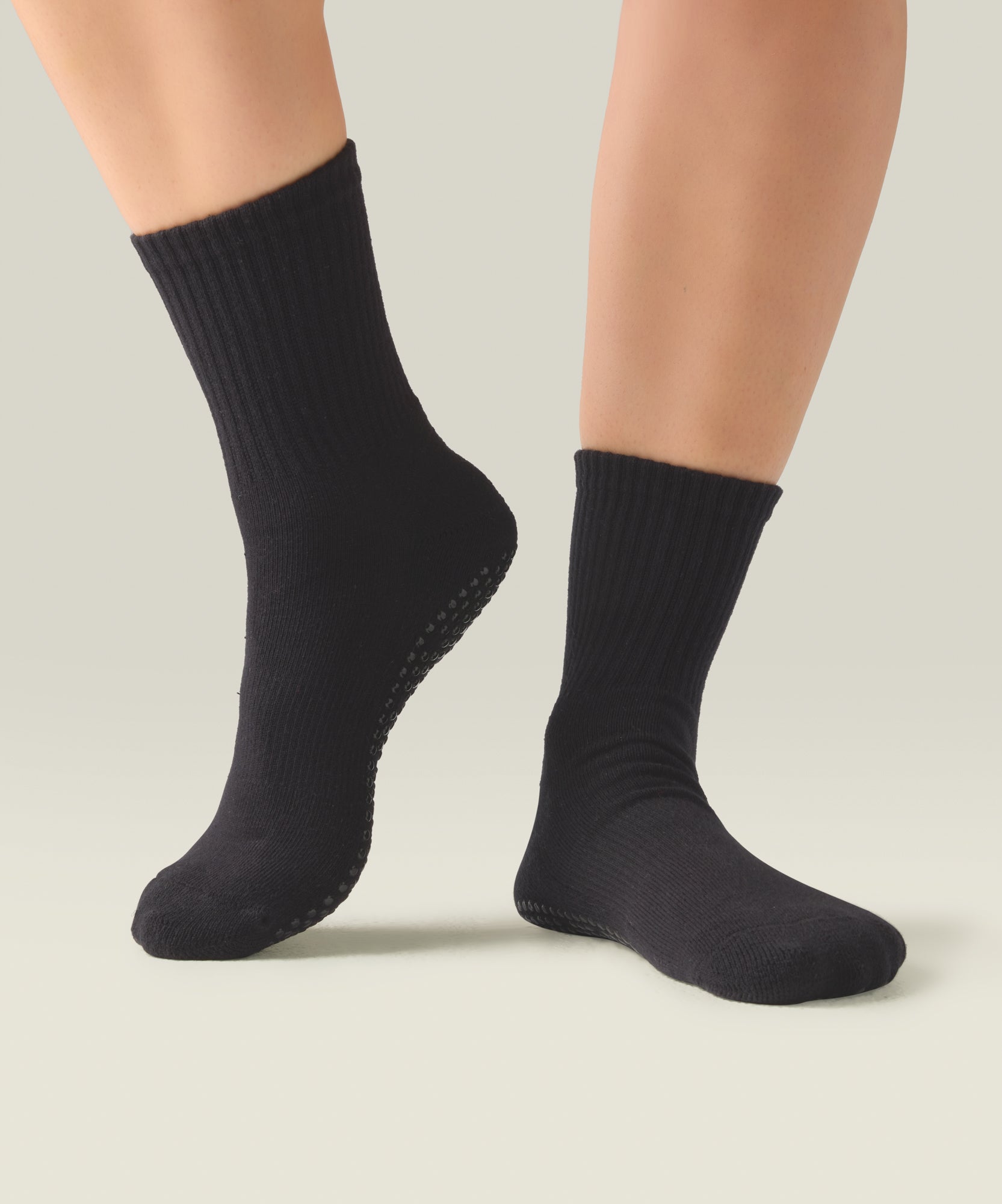 Crew Non Slip Grip Socks - Black