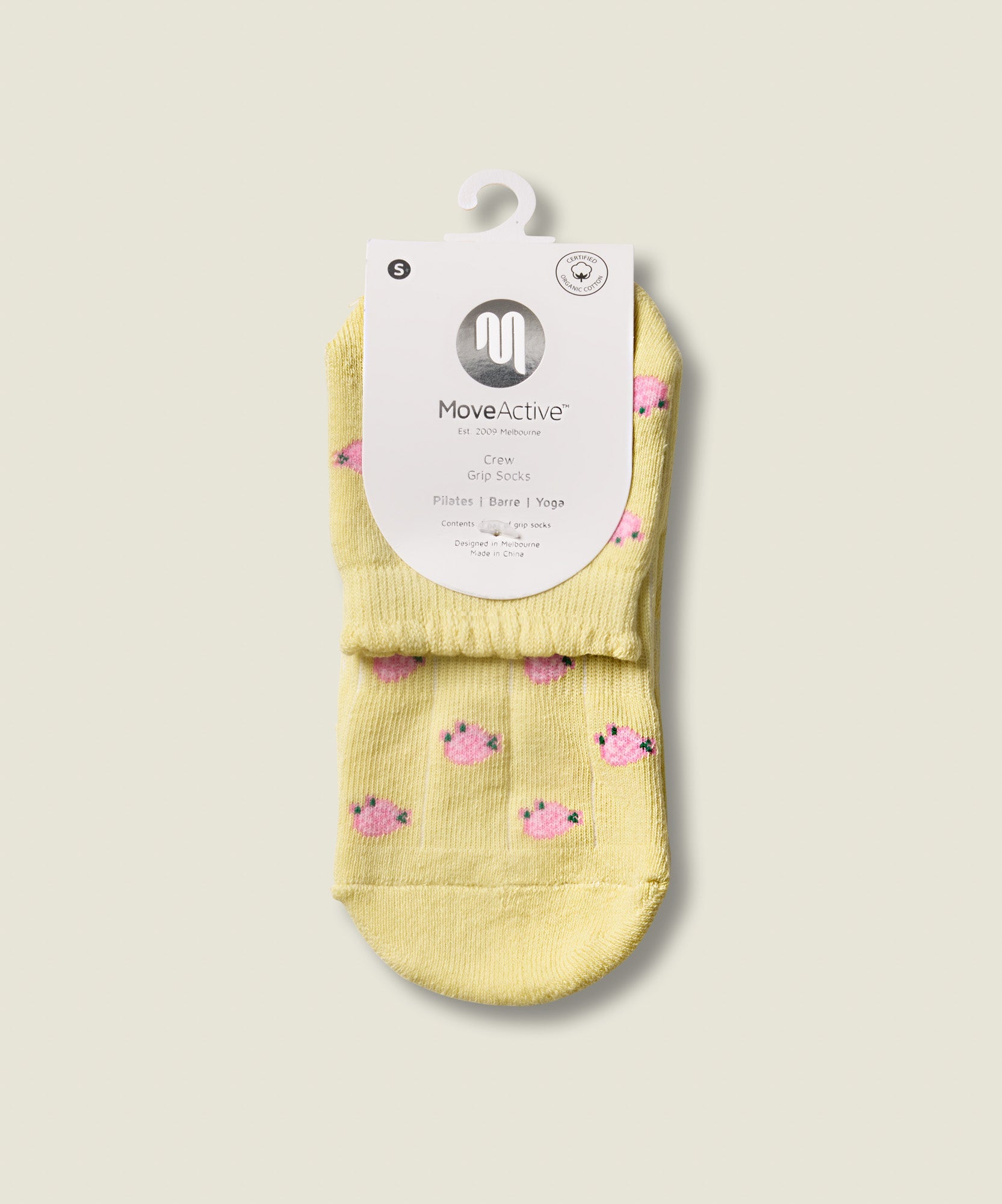 Quarter Crew Grip Socks - Wild Rose Maize