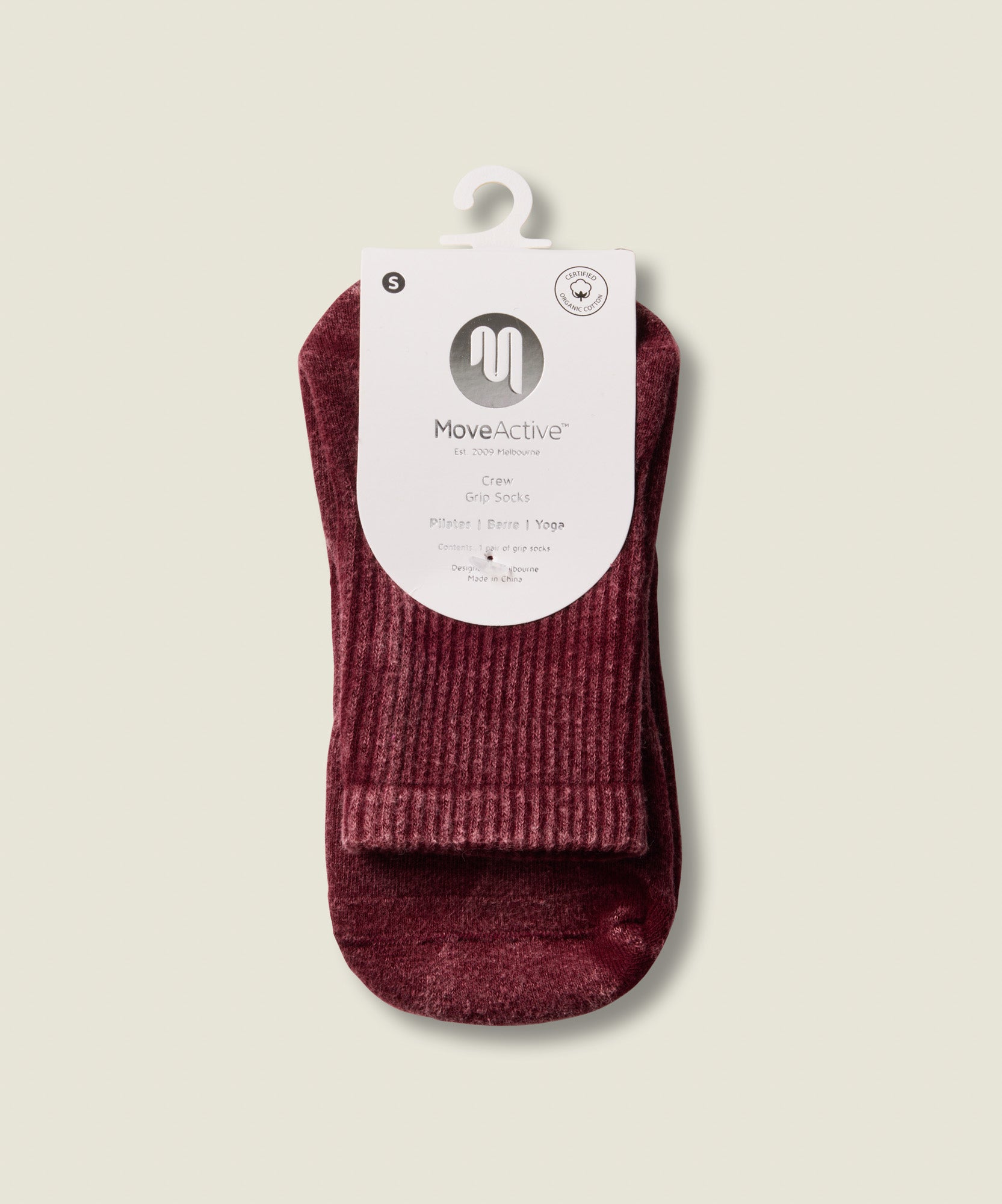 Crew Non Slip Grip Socks - Dusty Mulberry