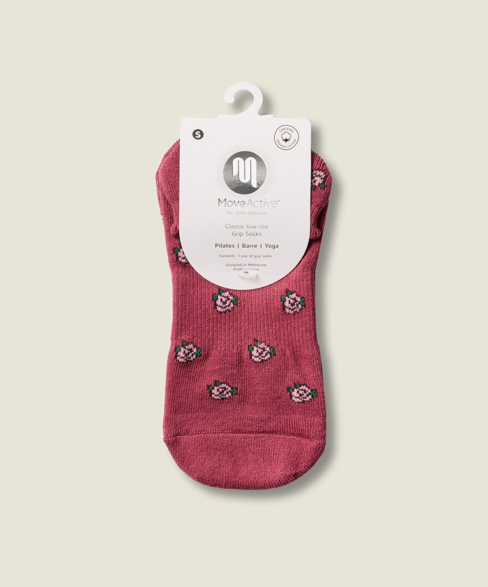 Low Rise Grip Socks - Wild Rose Berry