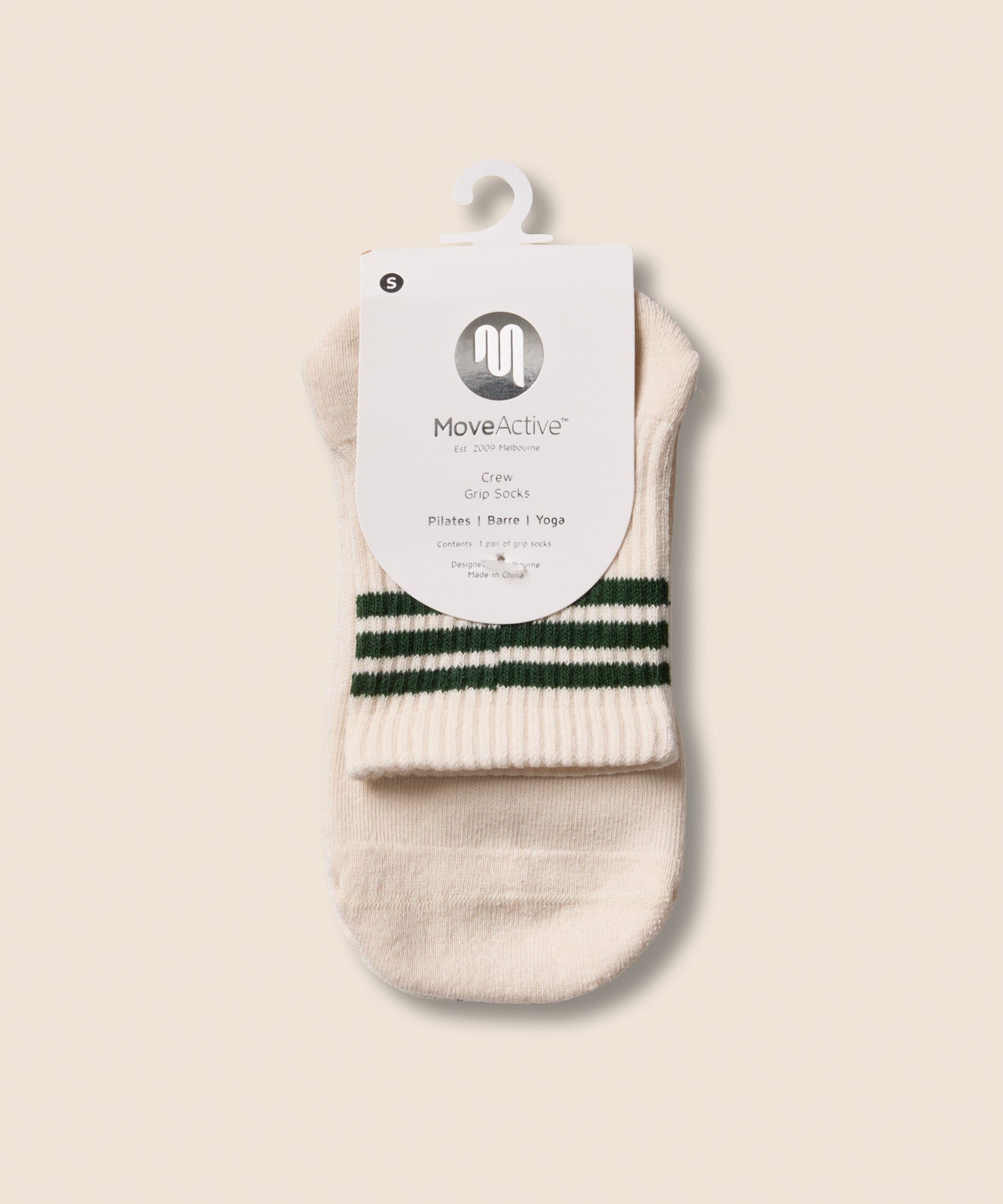 Crew Non Slip Grip Socks - Olive Stripe