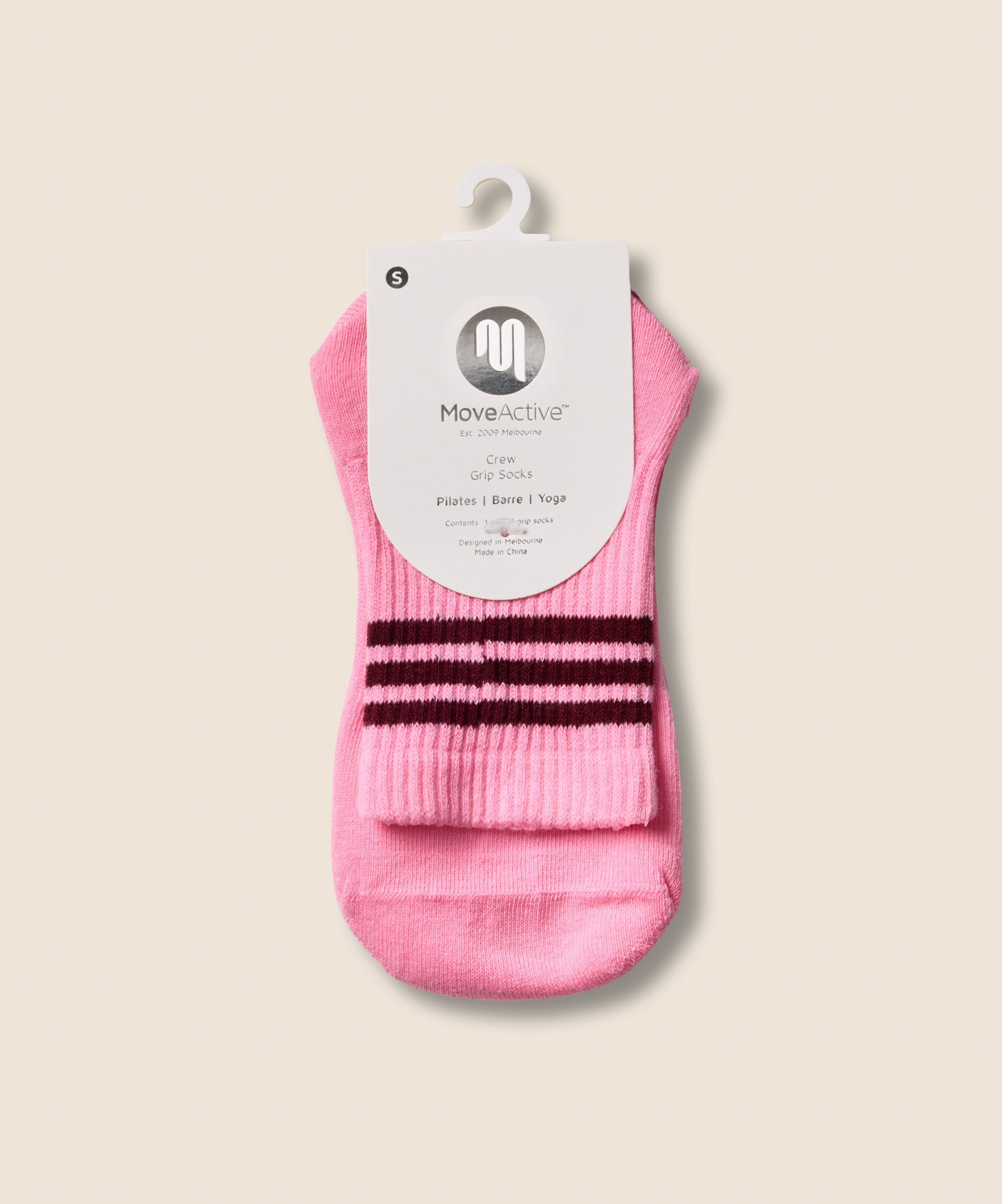 Crew Non Slip Grip Socks - Pink Paloma