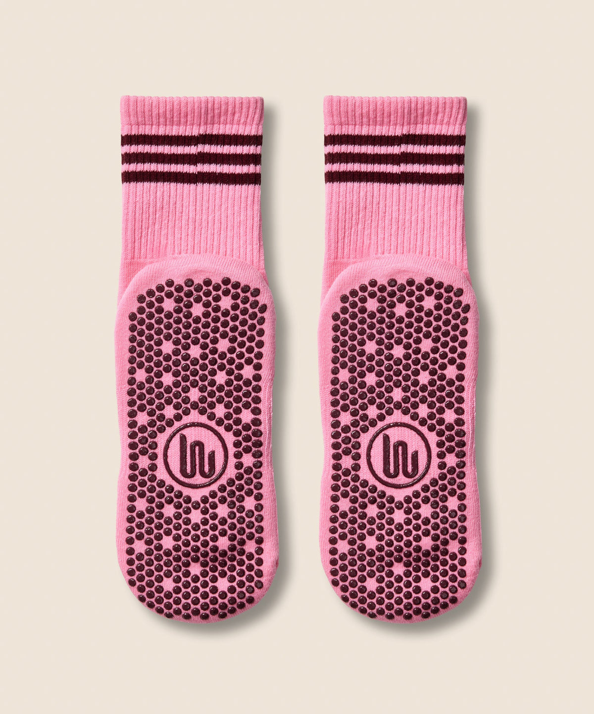 Crew Non Slip Grip Socks - Pink Paloma