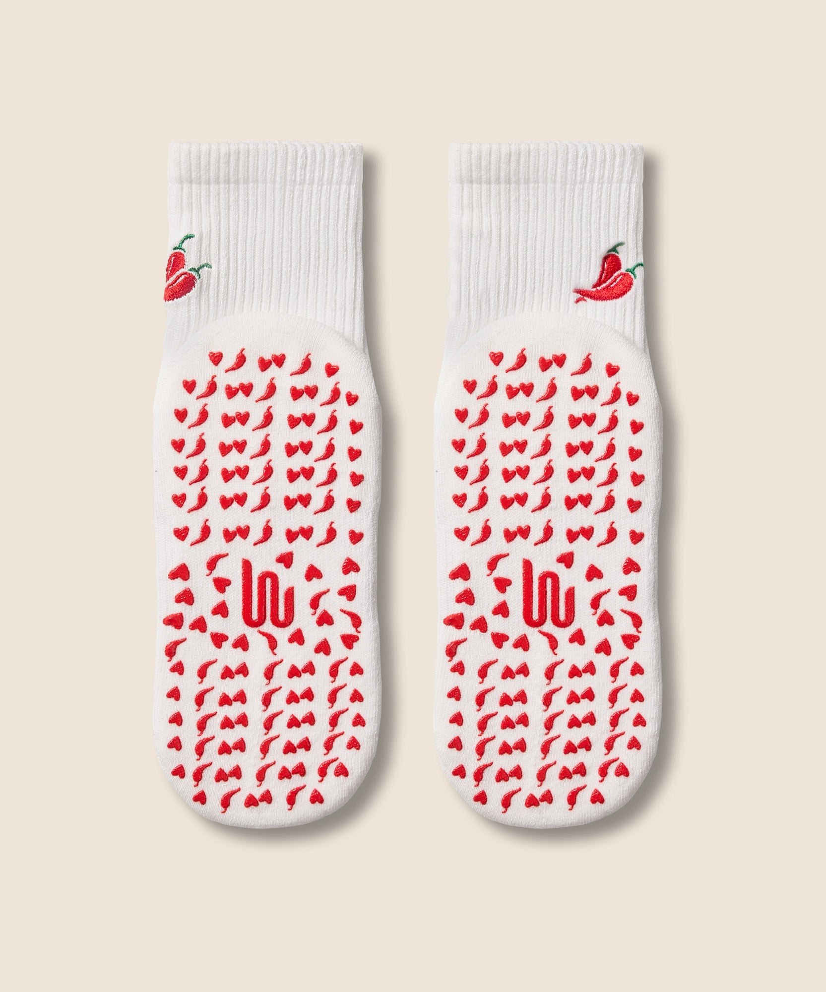 Crew Non Slip Grip Socks - Spicy Chilli