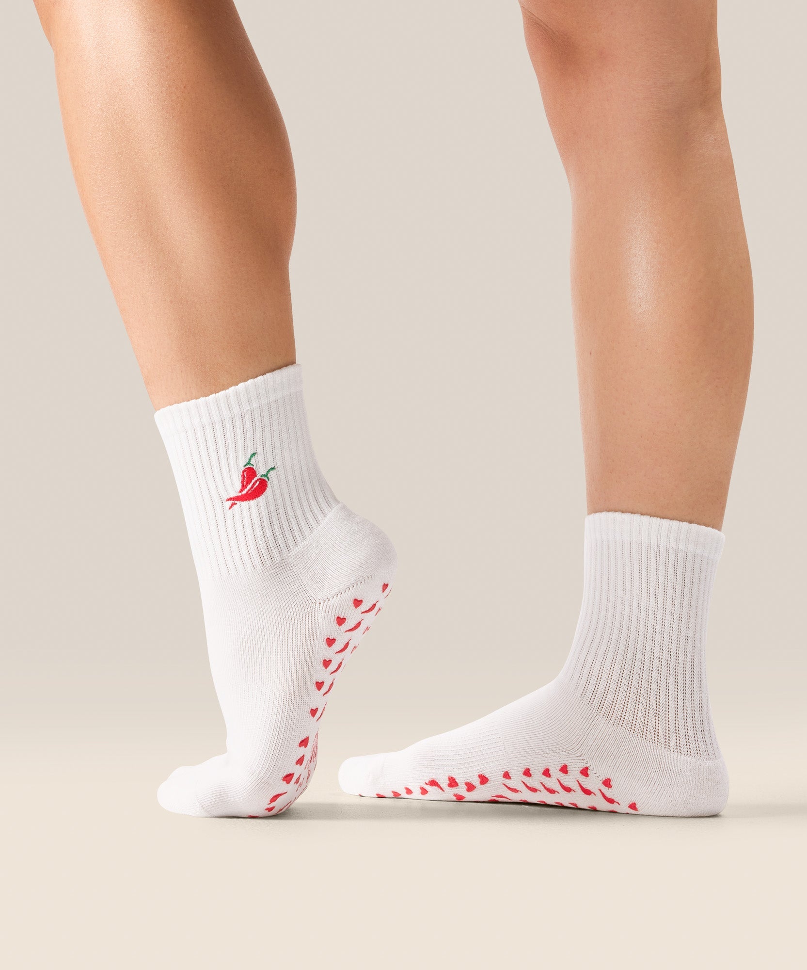 Crew Non Slip Grip Socks - Spicy Chilli