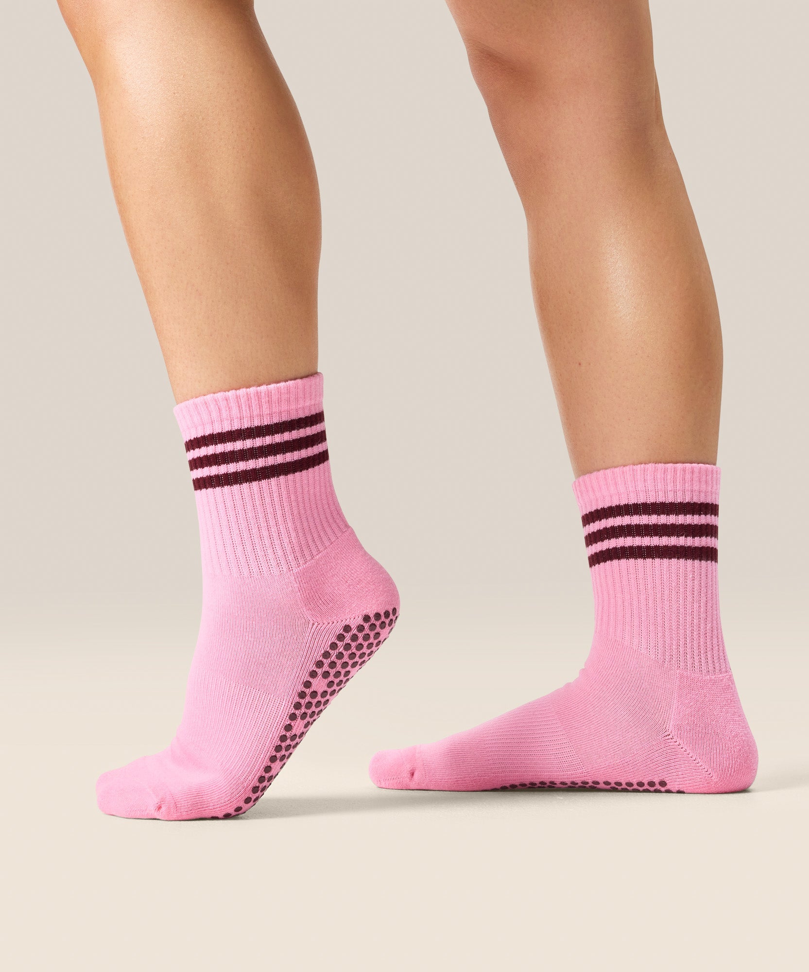 Crew Non Slip Grip Socks - Pink Paloma