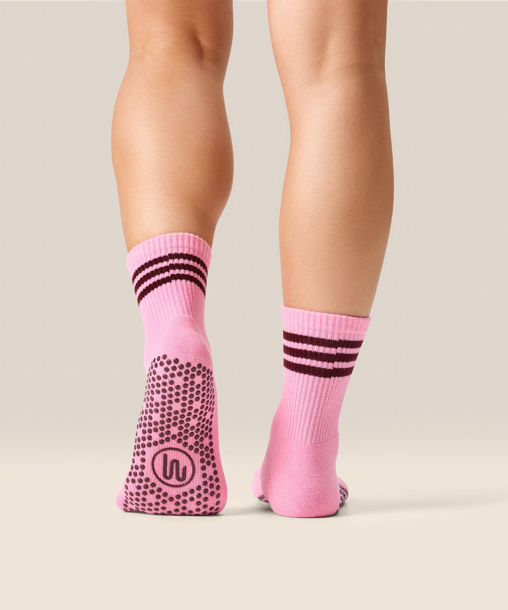 Crew Non Slip Grip Socks - Pink Paloma