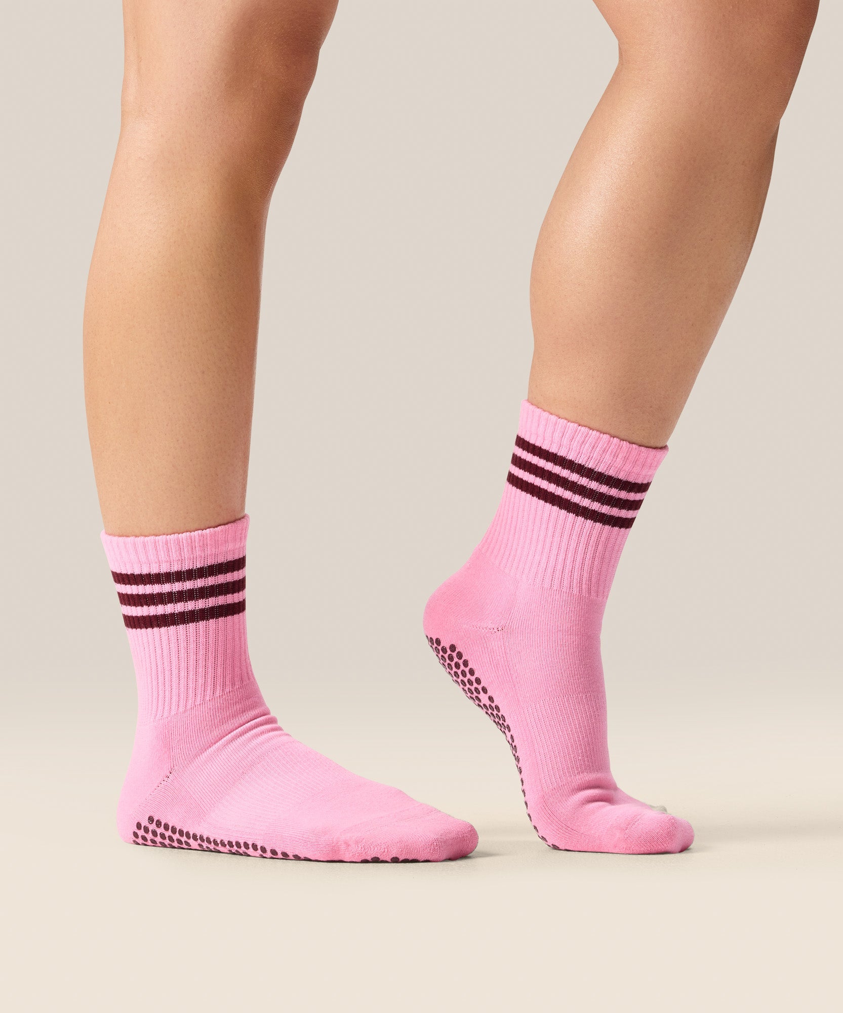 Crew Non Slip Grip Socks - Pink Paloma
