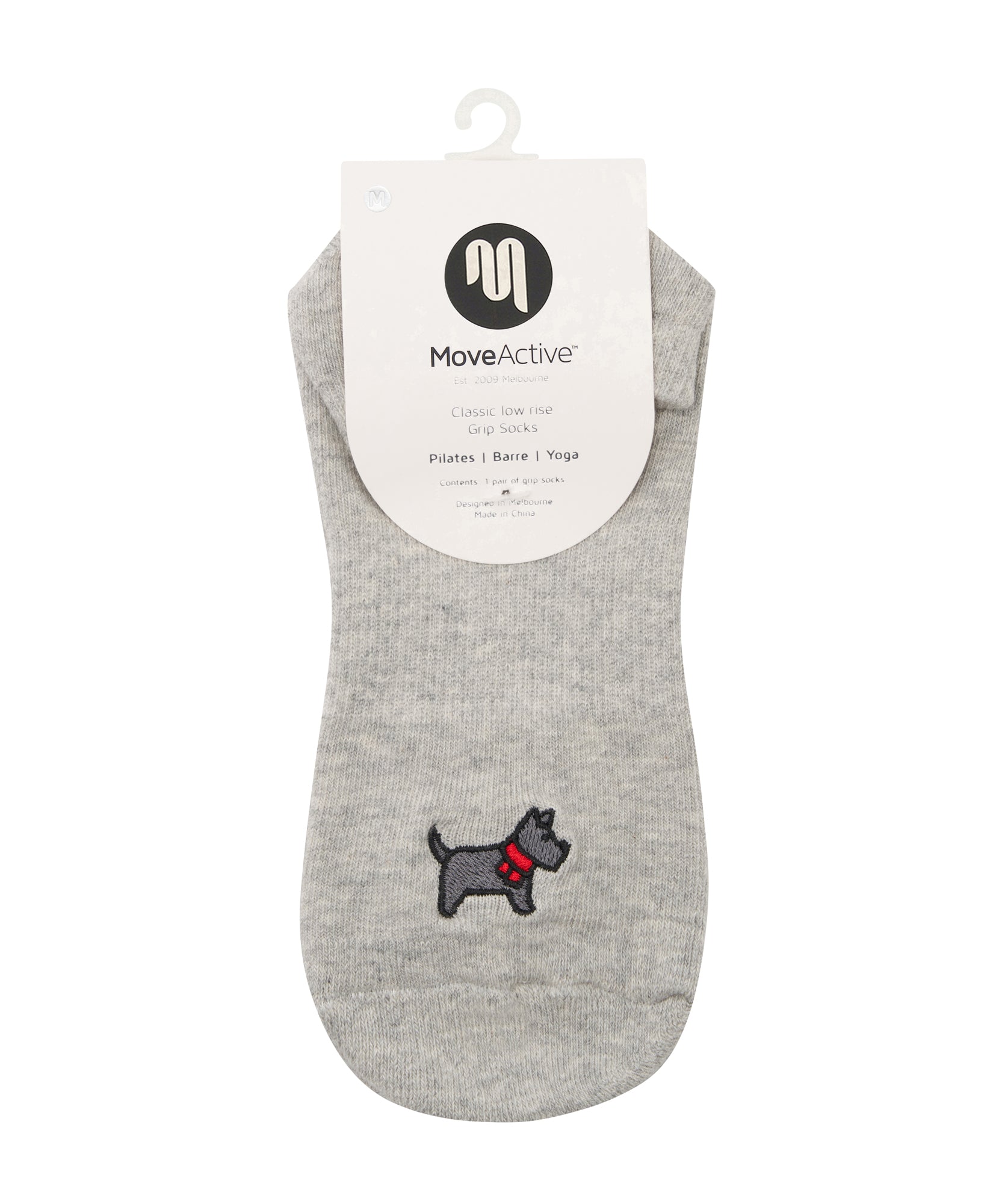 Low Rise Grip Socks - Cosy Pup Marle Grey