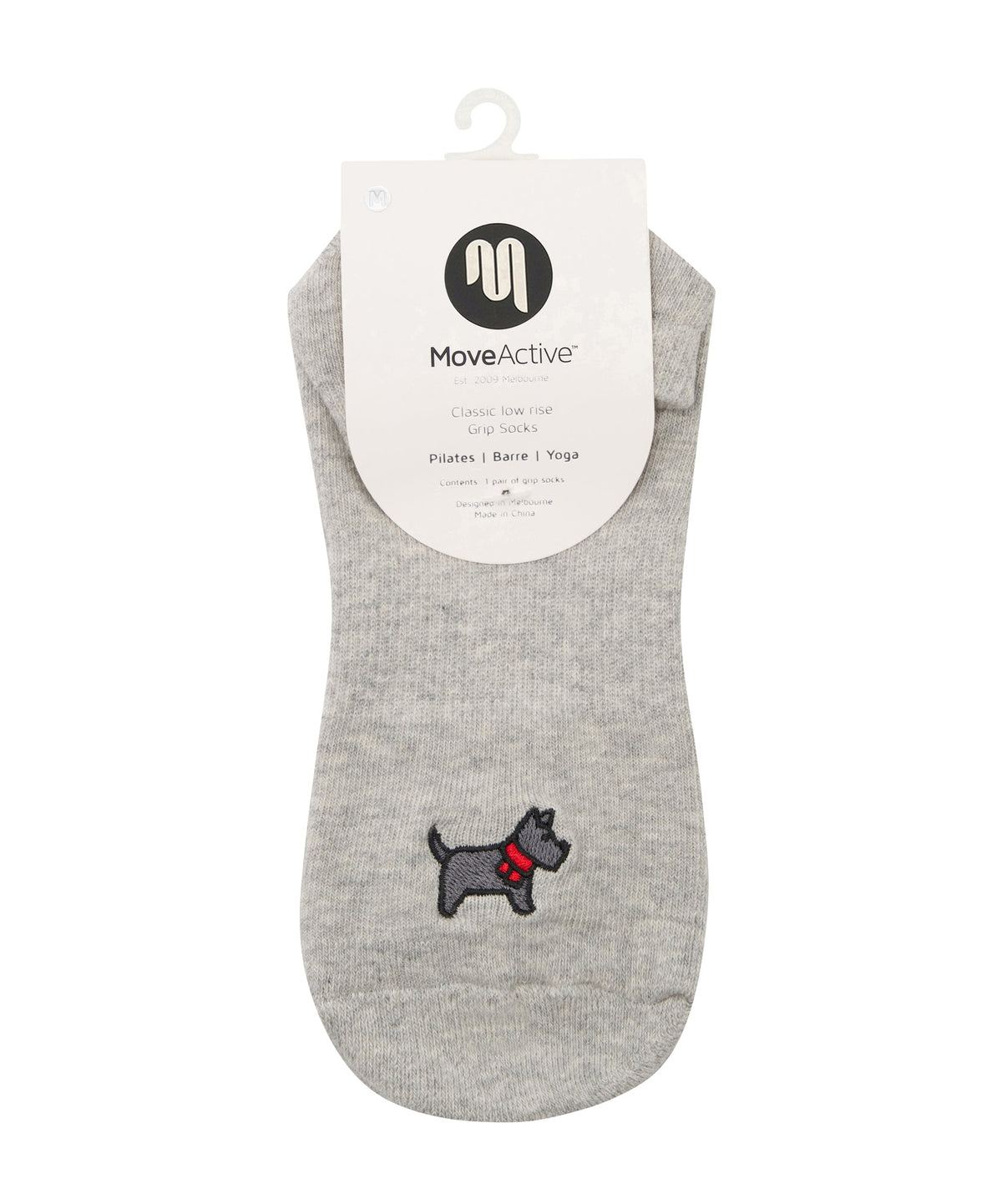 Low Rise Grip Socks - Cosy Pup Marle Grey