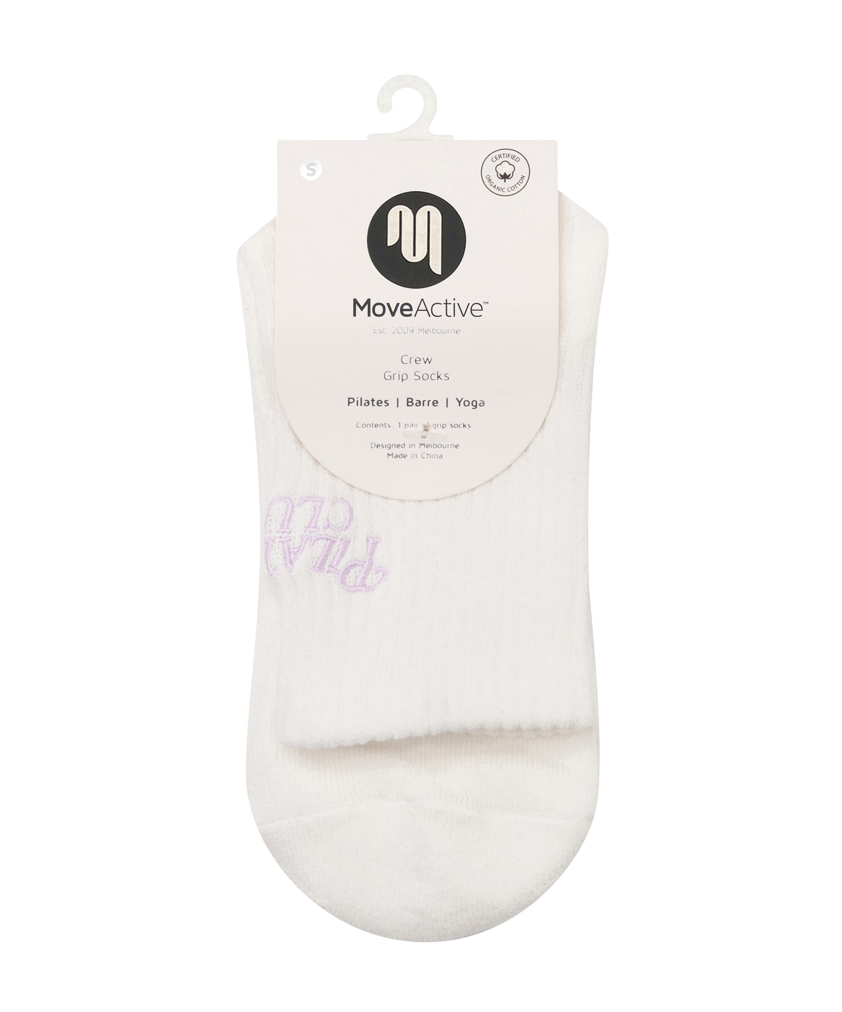 Crew Non Slip Grip Socks - Pilates Club Ivory