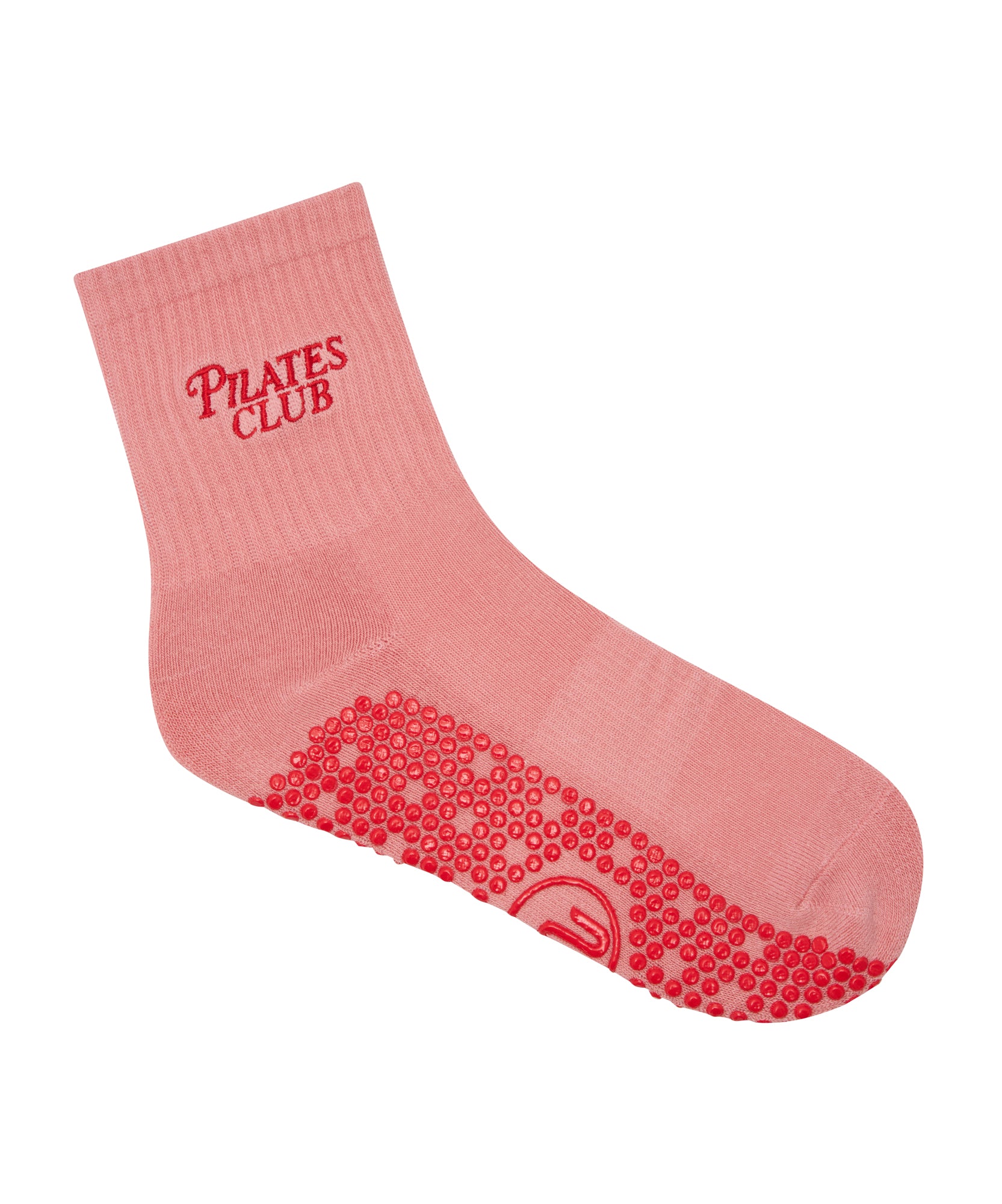 Crew Non Slip Grip Socks - Pilates Club Rose