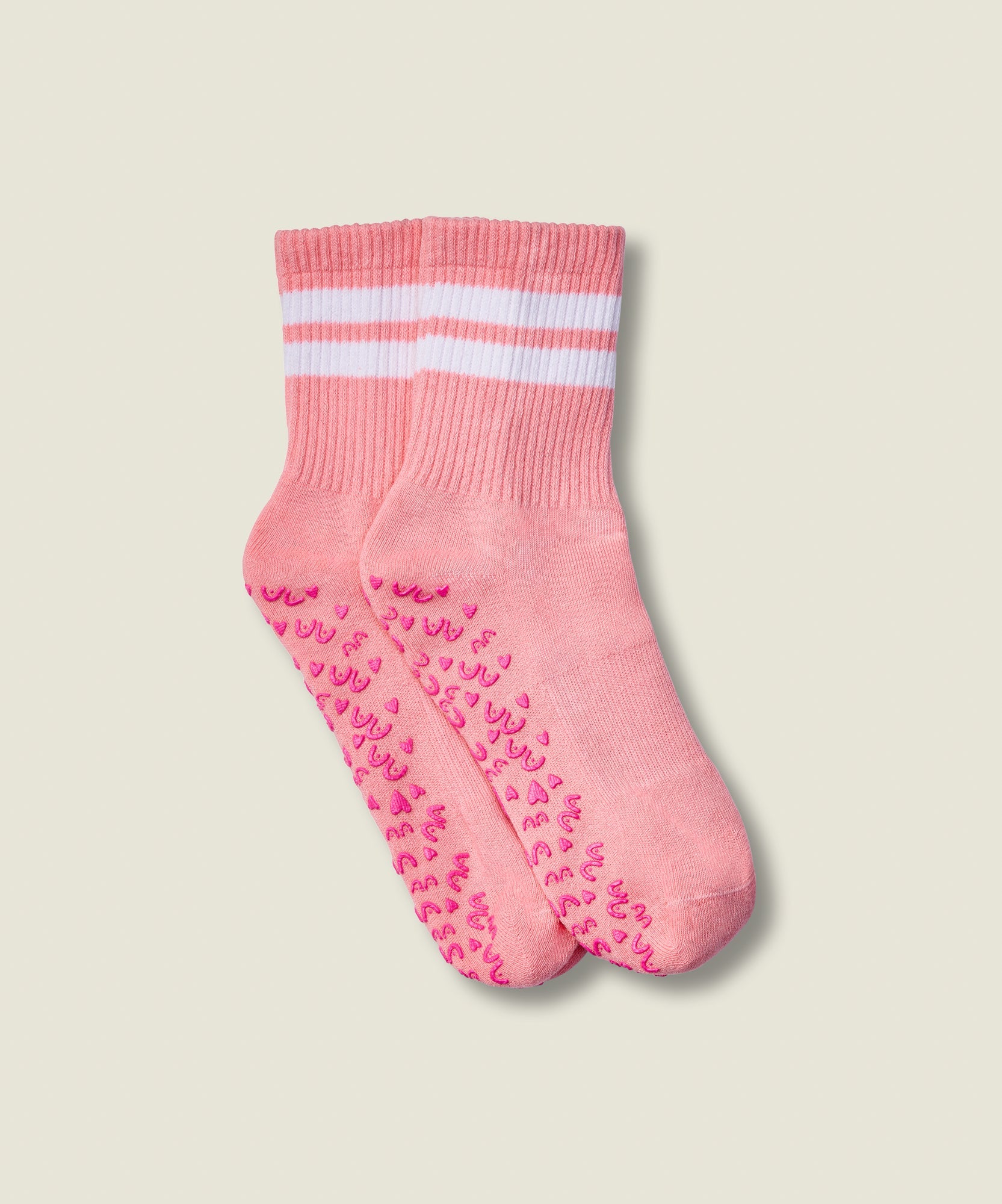Crew Non Slip Grip Socks - Rose Stripe