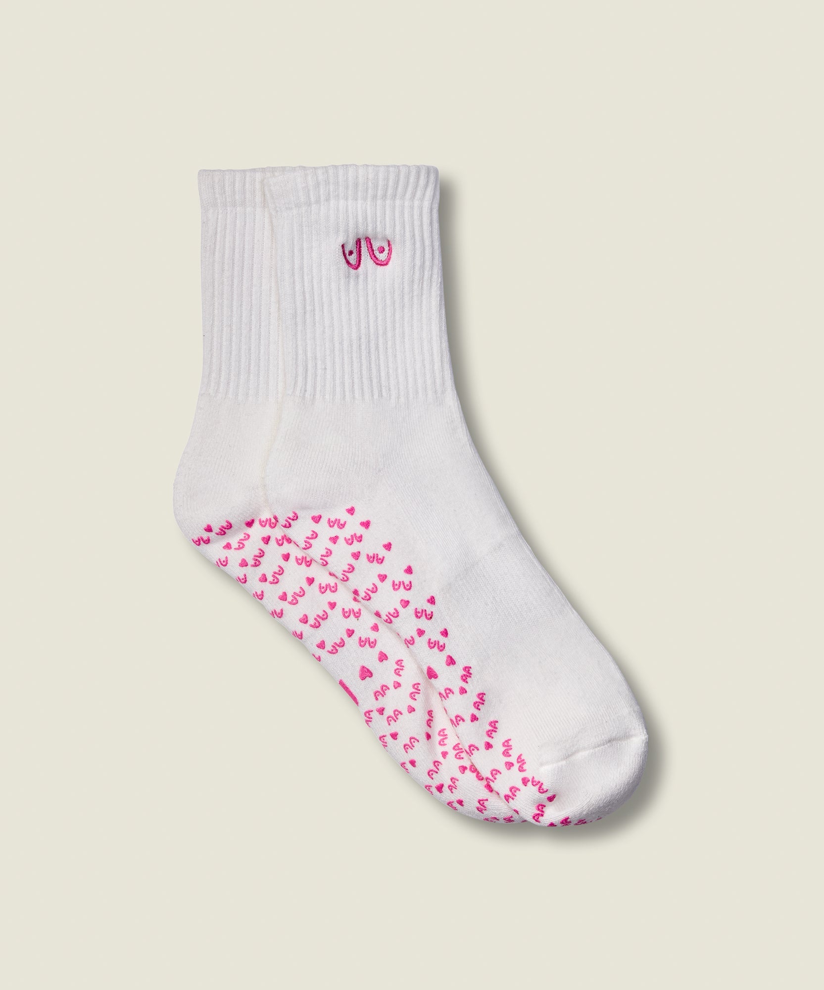 Crew Non Slip Grip Socks - Power in Pairs Ivory