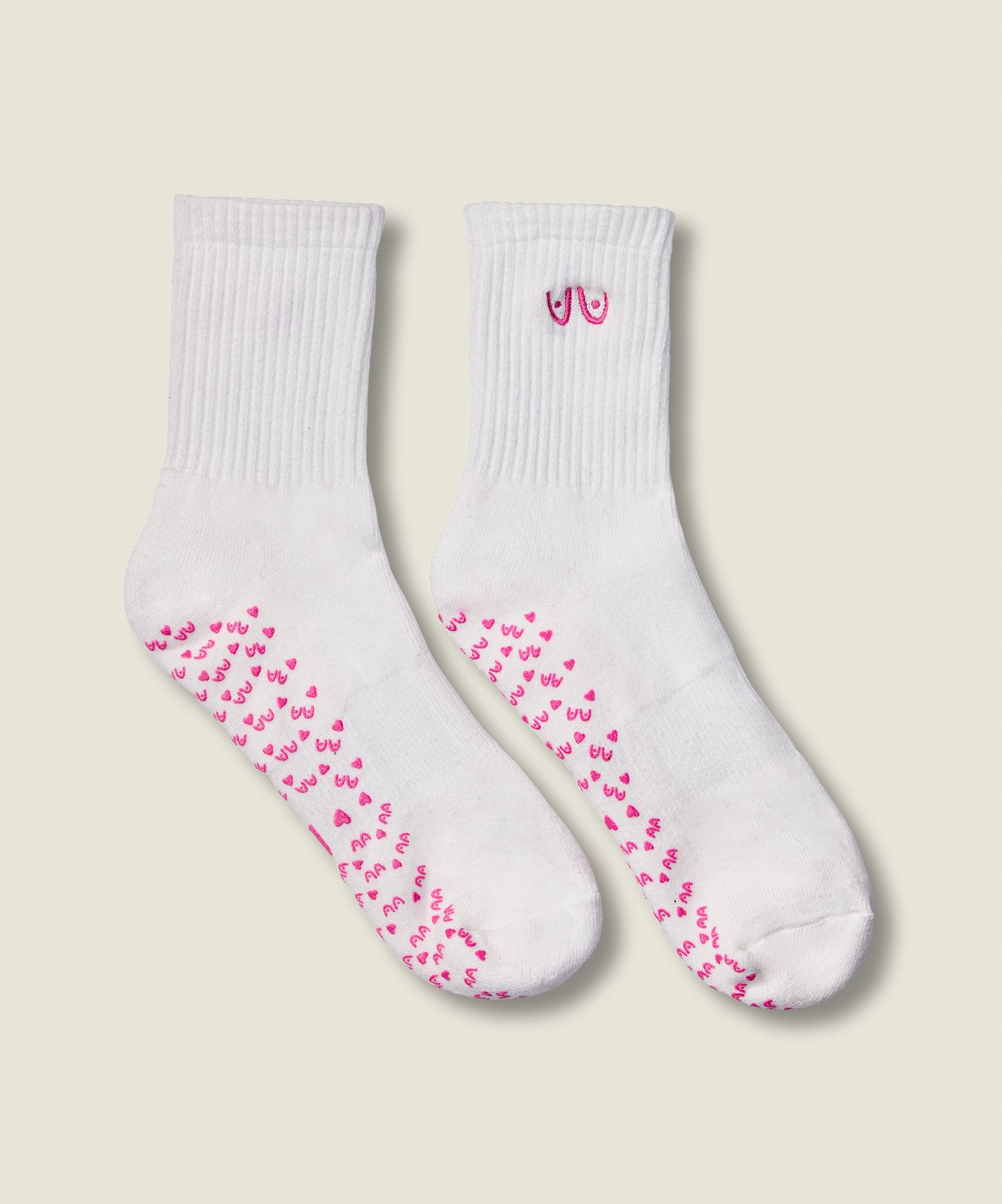 Crew Non Slip Grip Socks - Power in Pairs Ivory