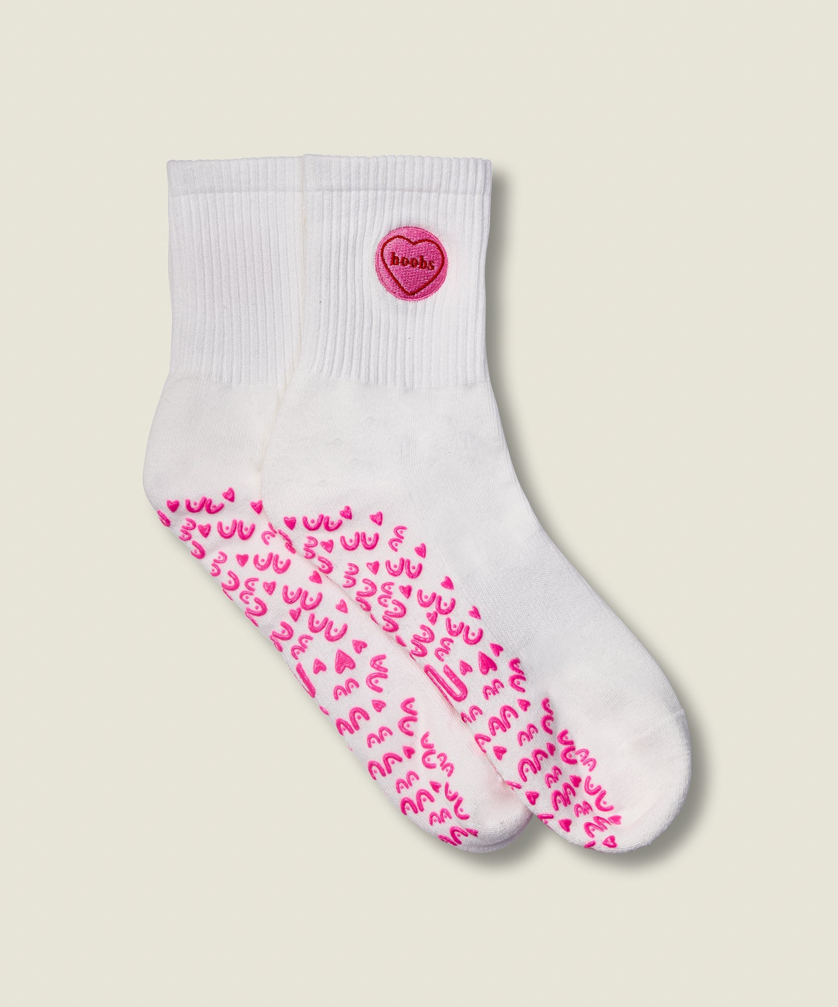 Crew Grip Socks - I Heart Boobs Ivory