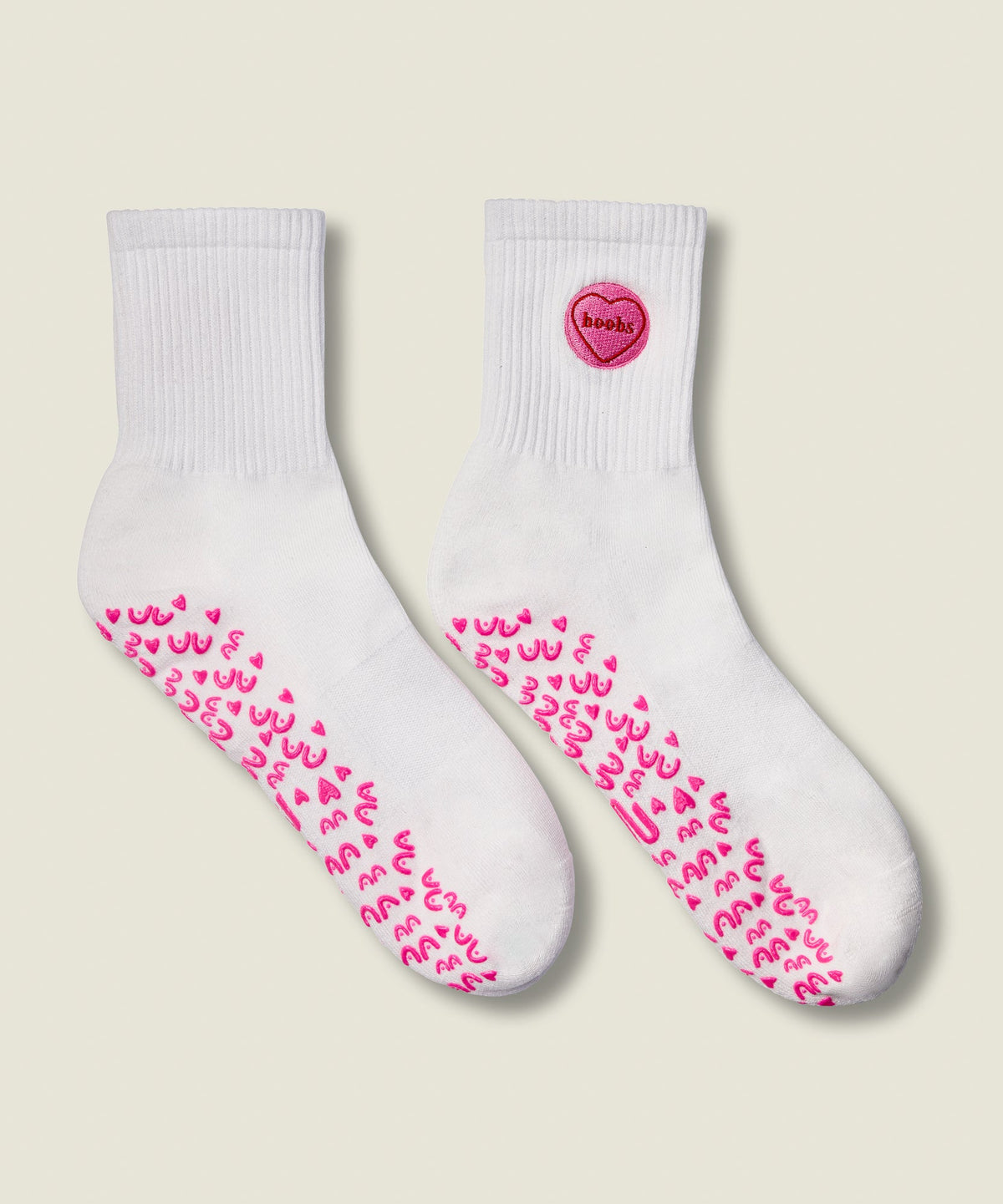 Crew Grip Socks - I Heart Boobs Ivory