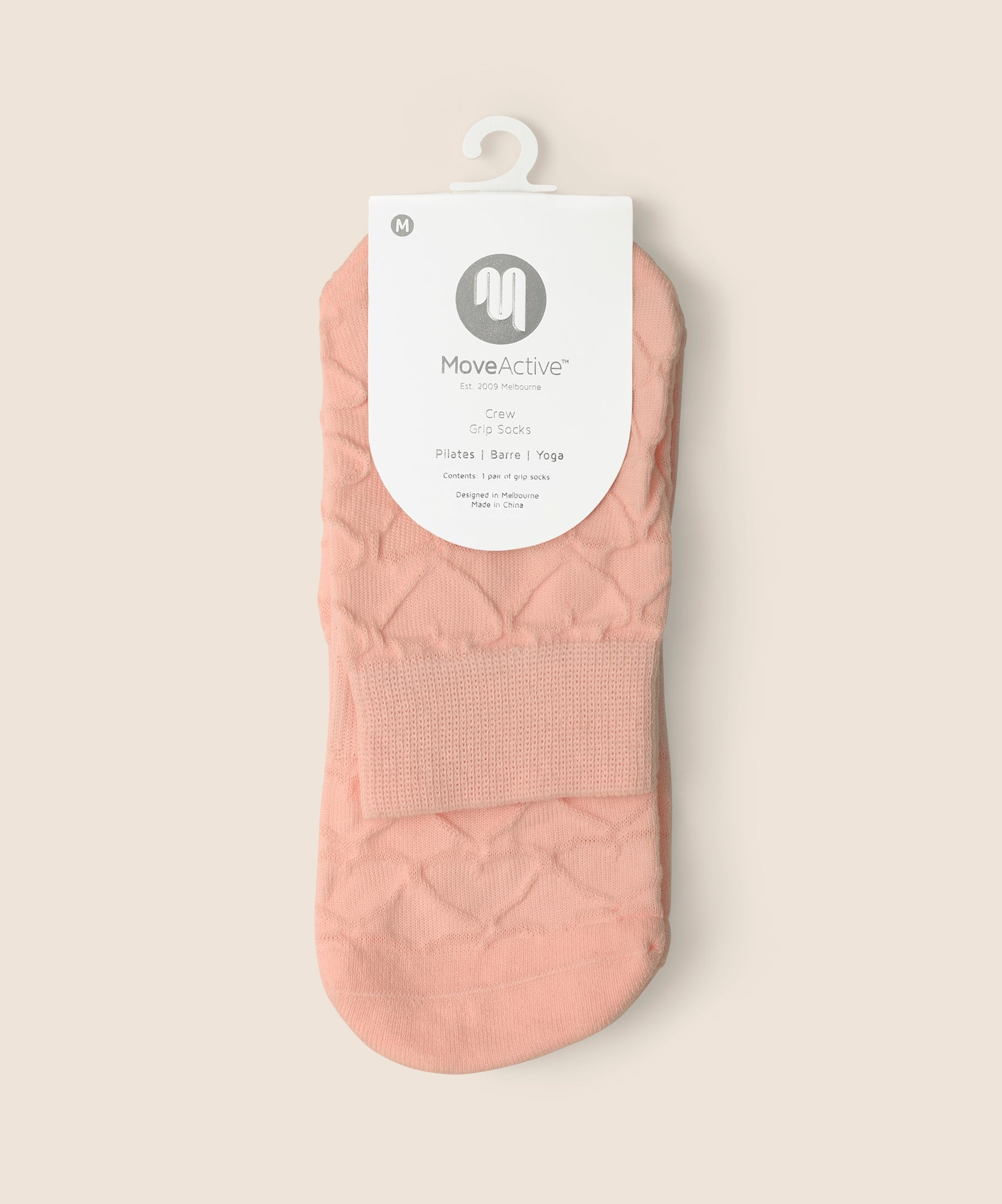 Crew Non Slip Grip Socks - Parfait Pink Hearts