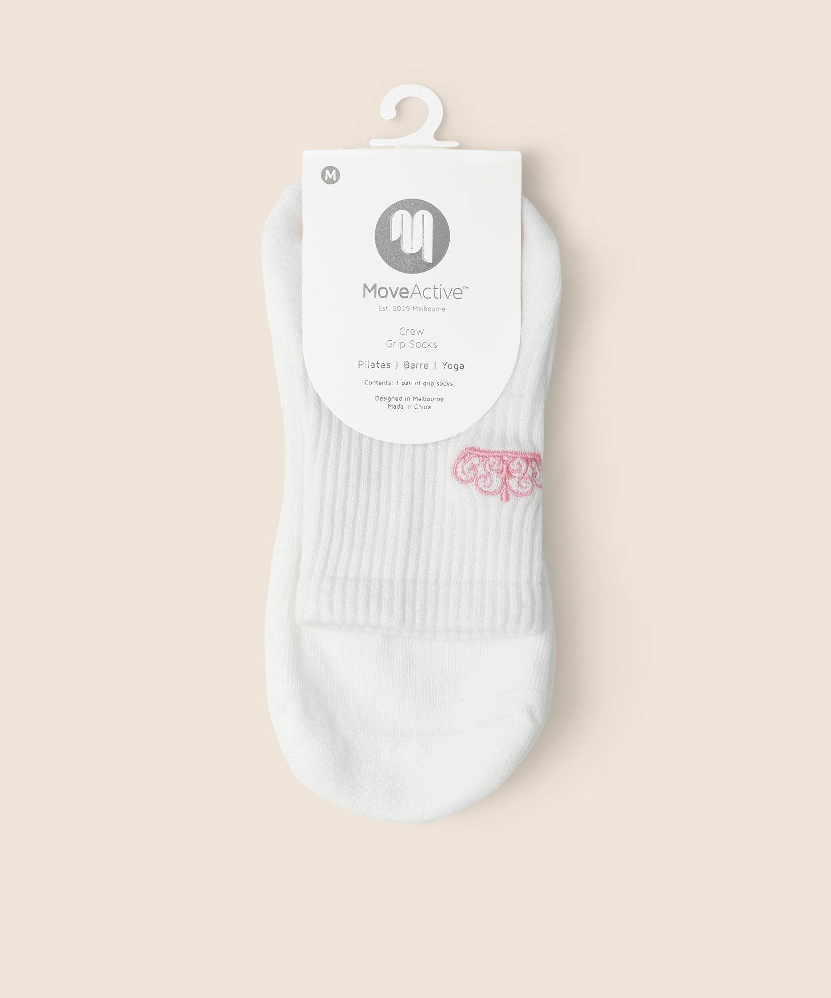 Crew Non Slip Grip Socks - Pink Crown