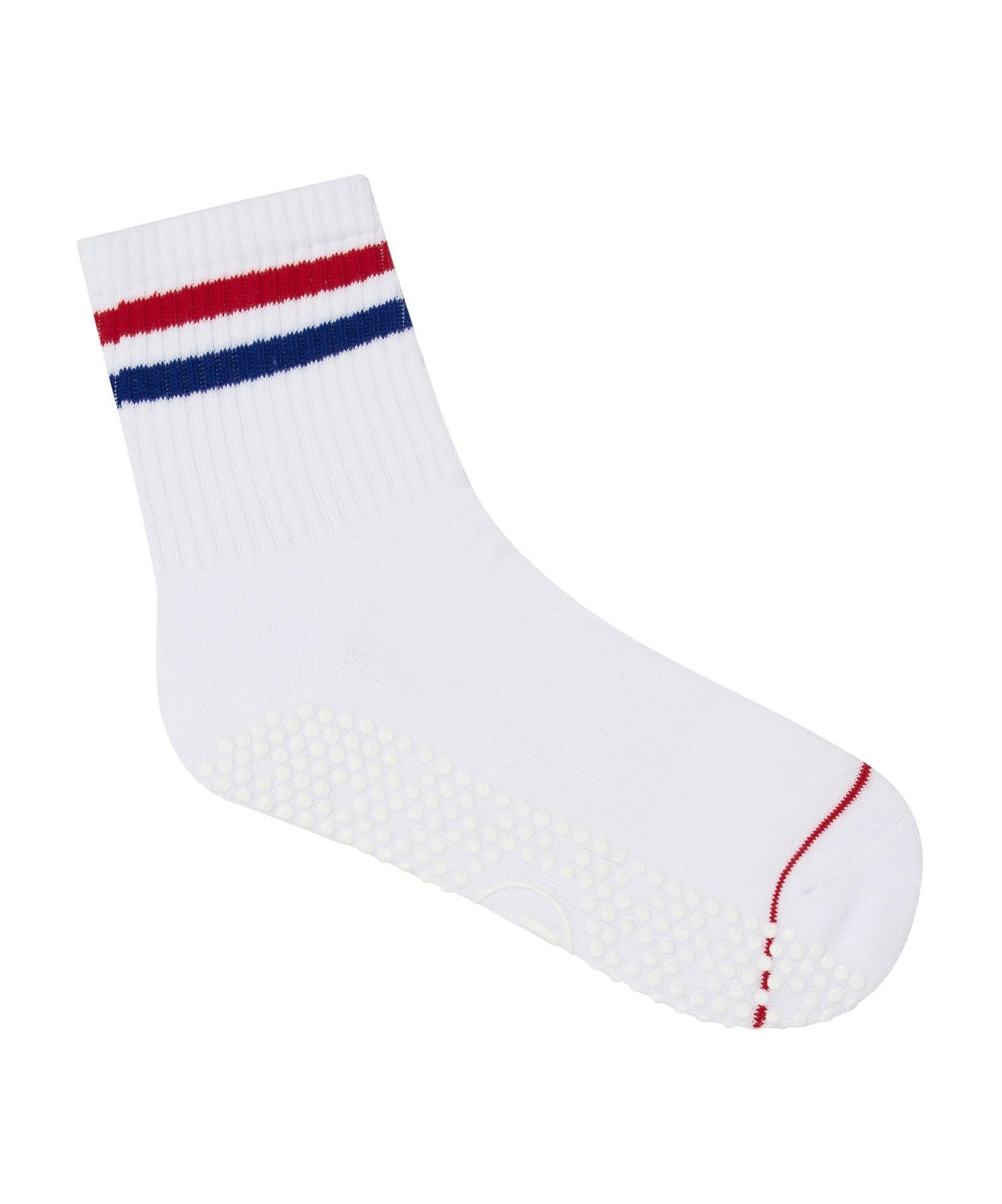 Crew Non Slip Grip Socks - Polo Stripe White.