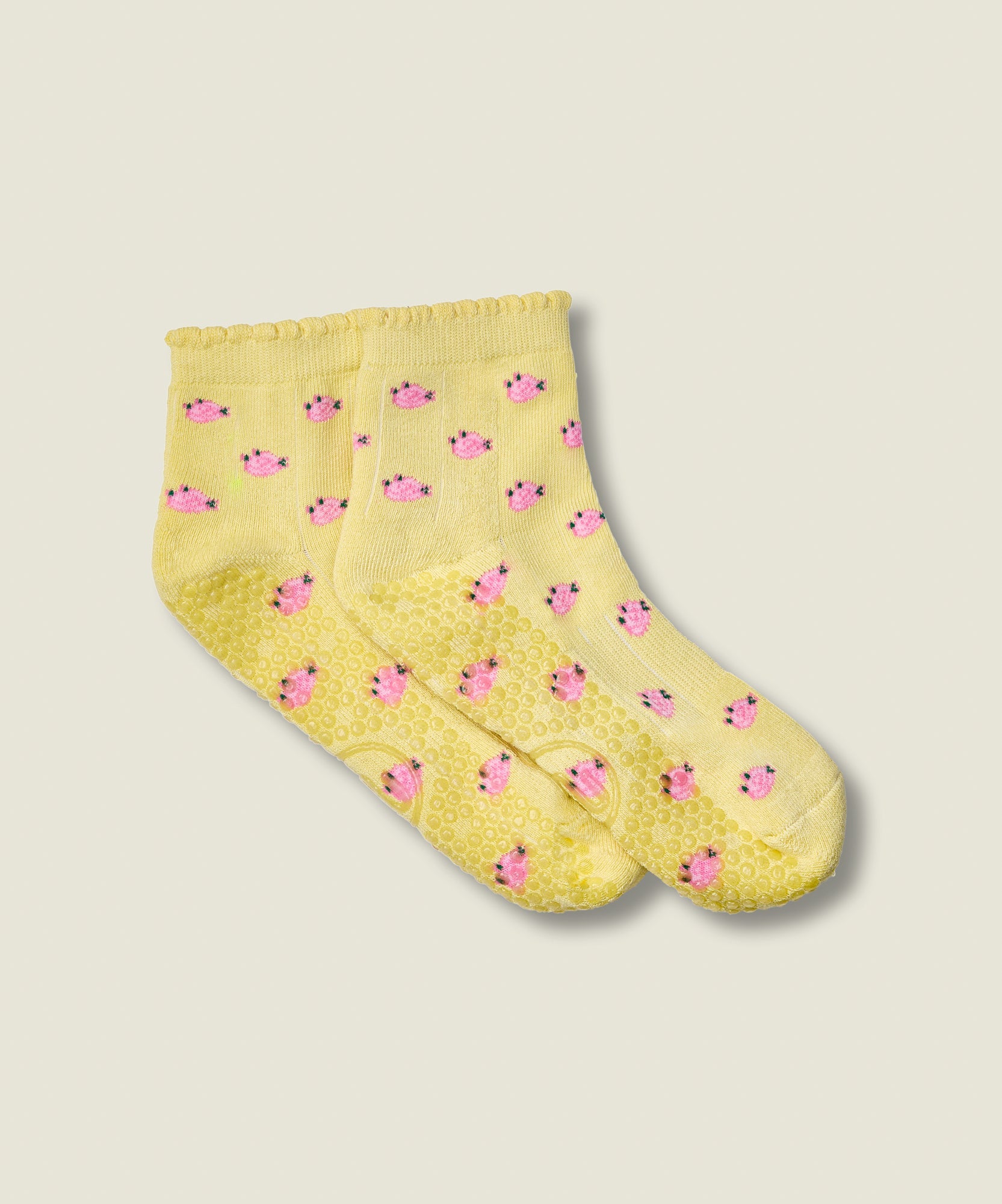 Quarter Crew Grip Socks - Wild Rose Maize