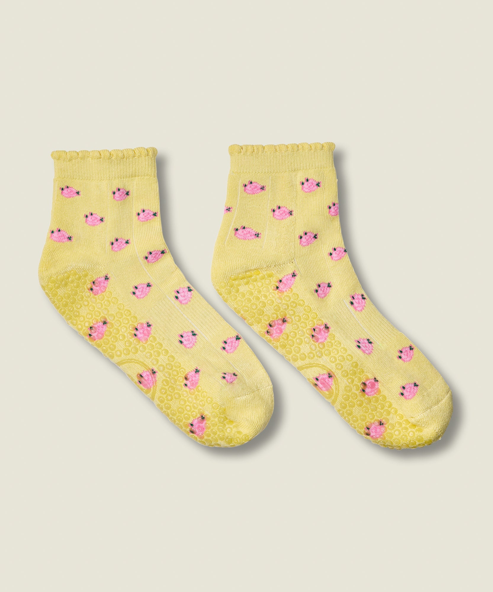 Quarter Crew Grip Socks - Wild Rose Maize