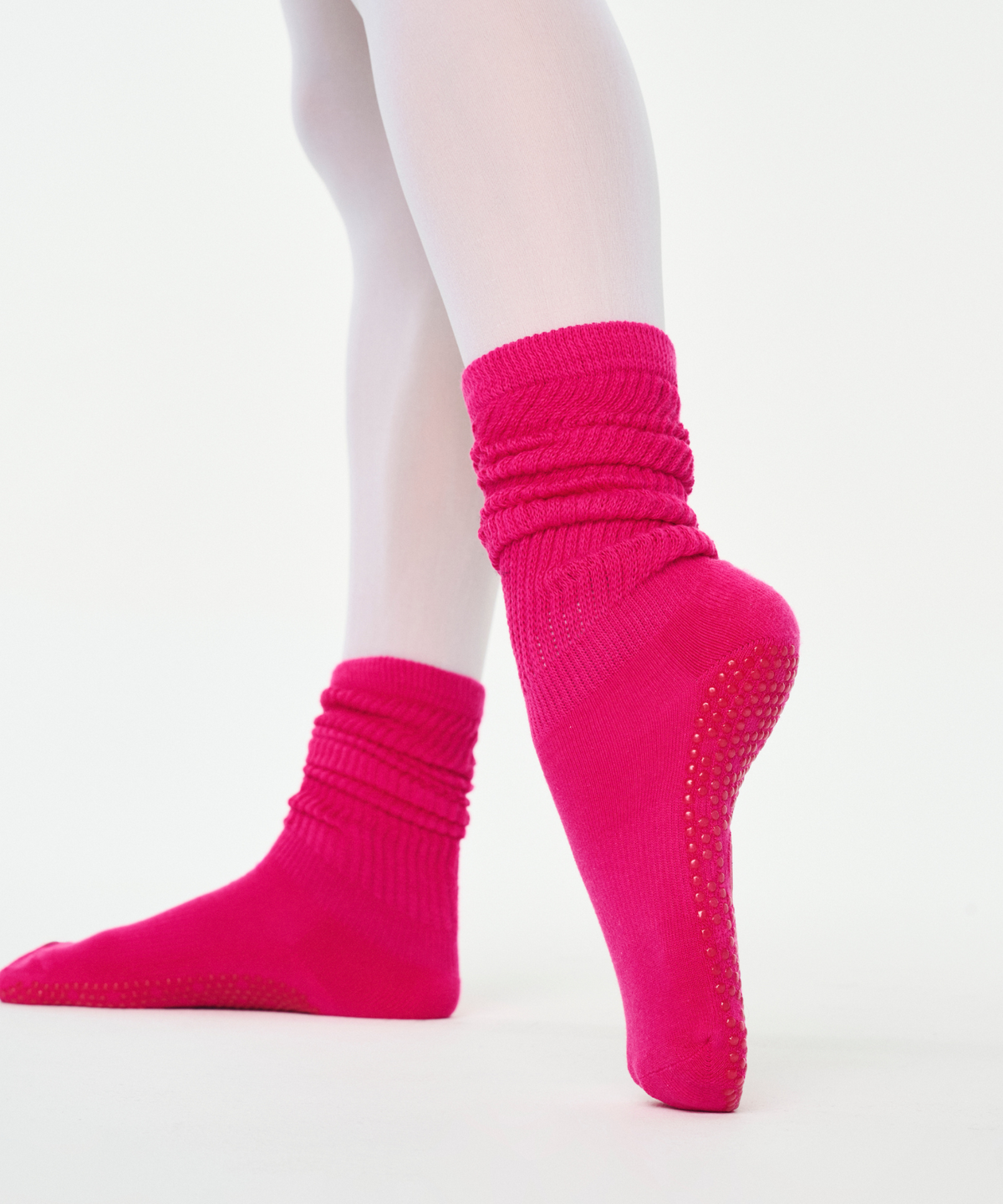 Scrunch Grip Socks - Neon Pink High