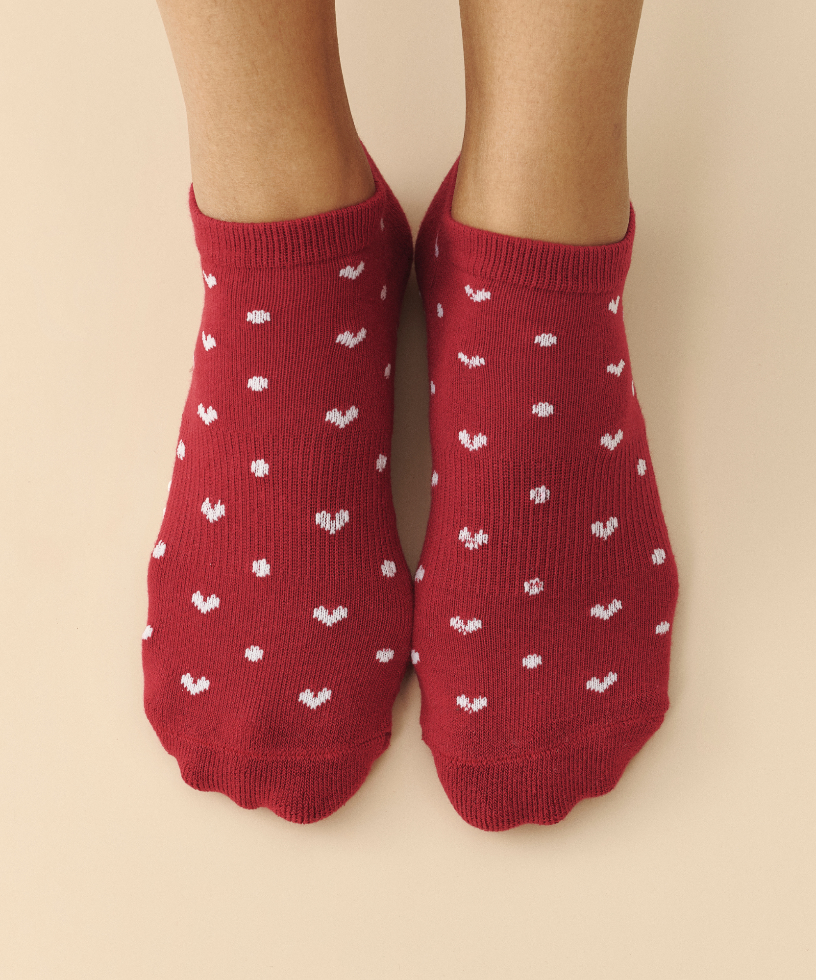 Low Rise Grip Socks - Speckled Ruby