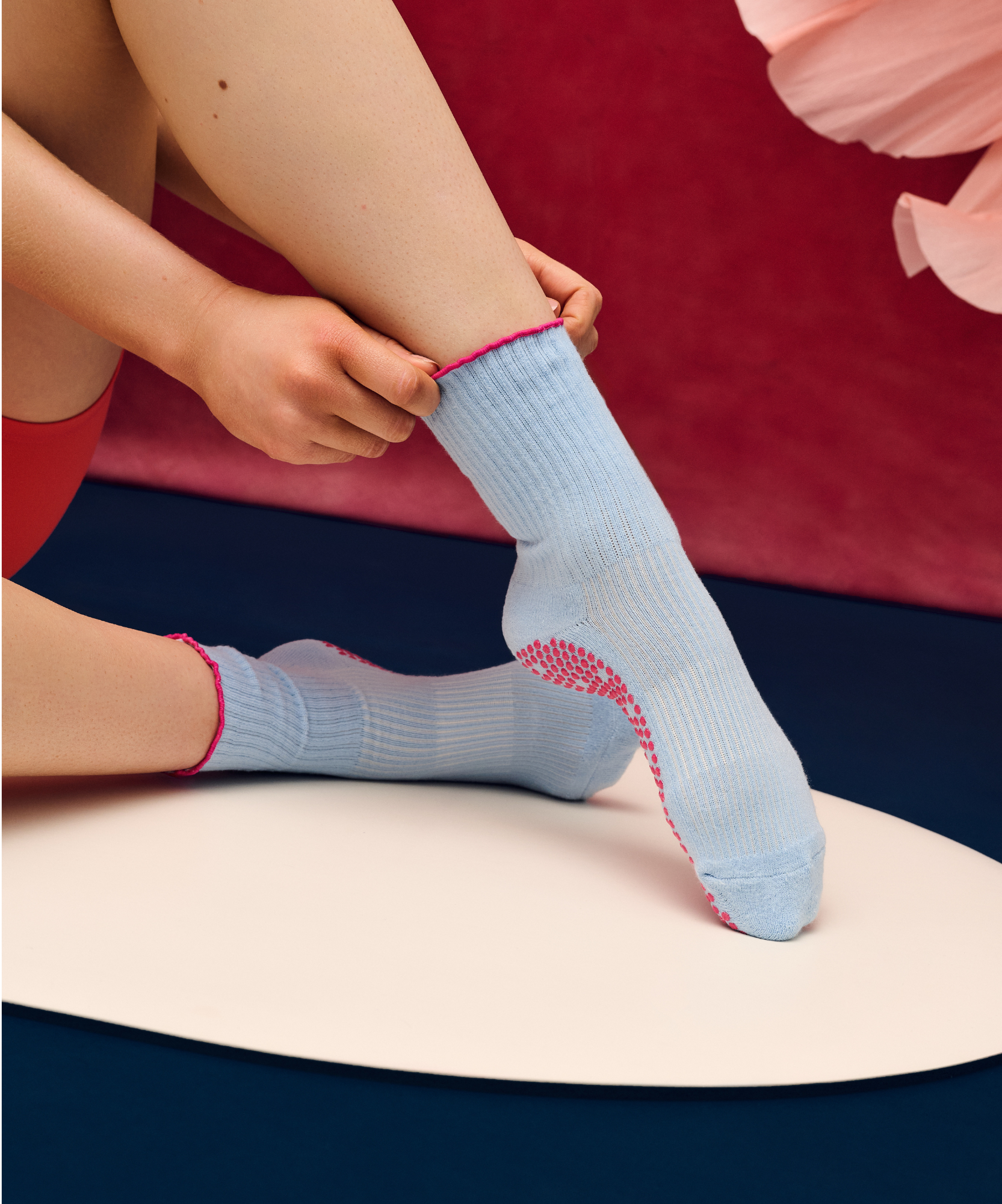 Crew Non Slip Grip Socks - Vintage Blue