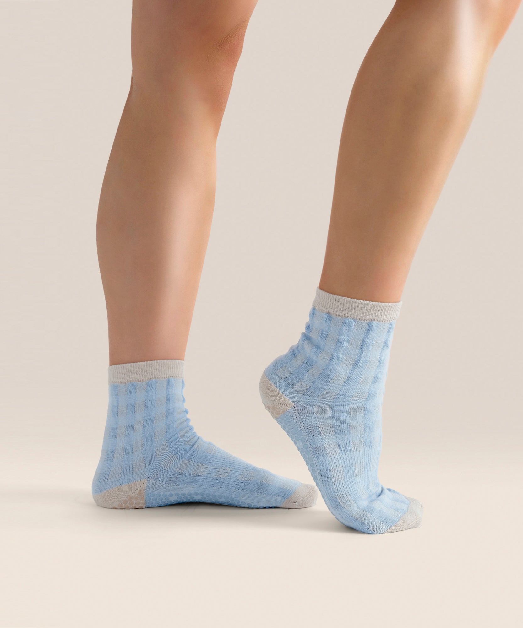 Crew Non Slip Grip Socks - Bluebelle Gingham
