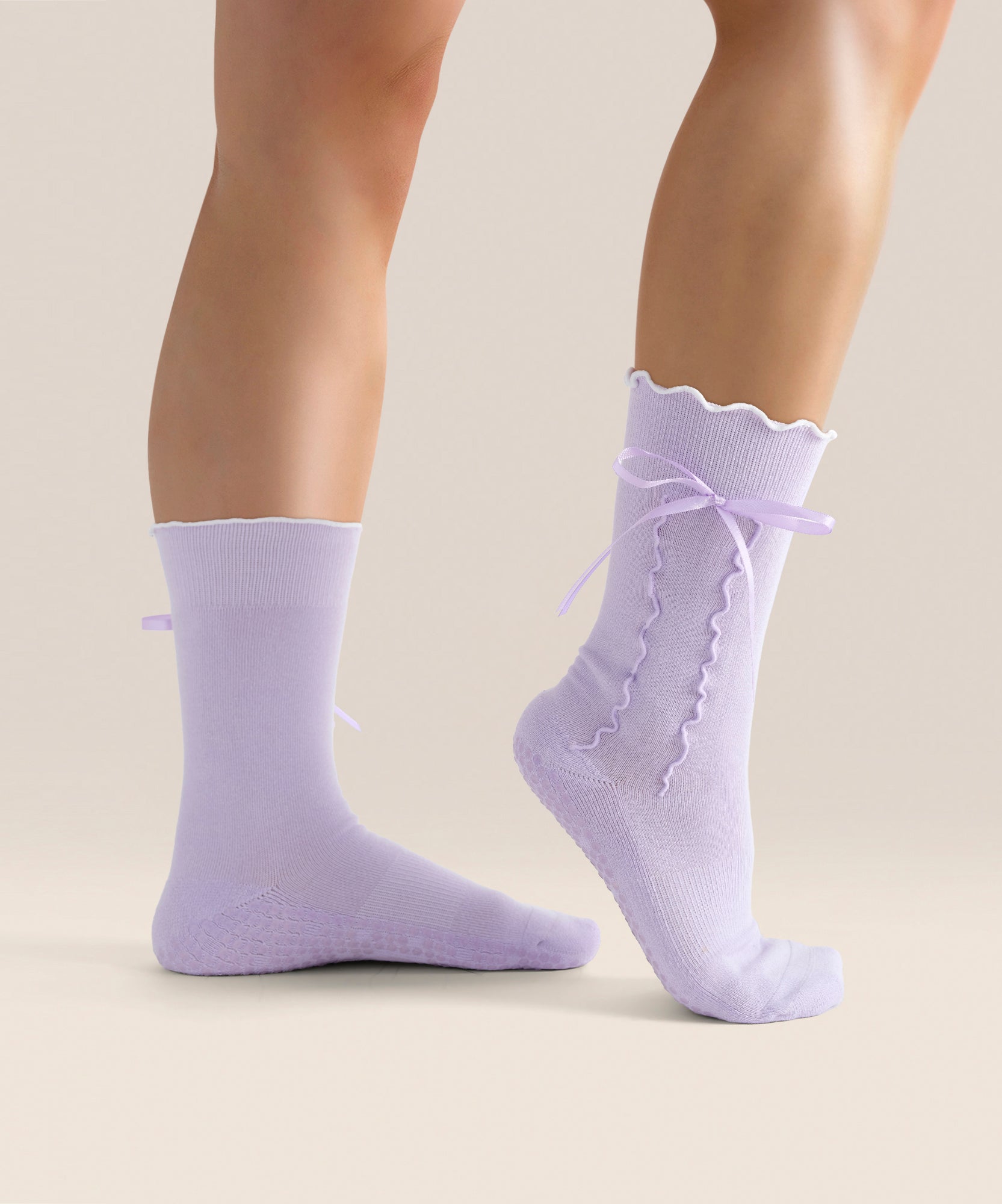 Crew Grip Socks - Lavender Bow