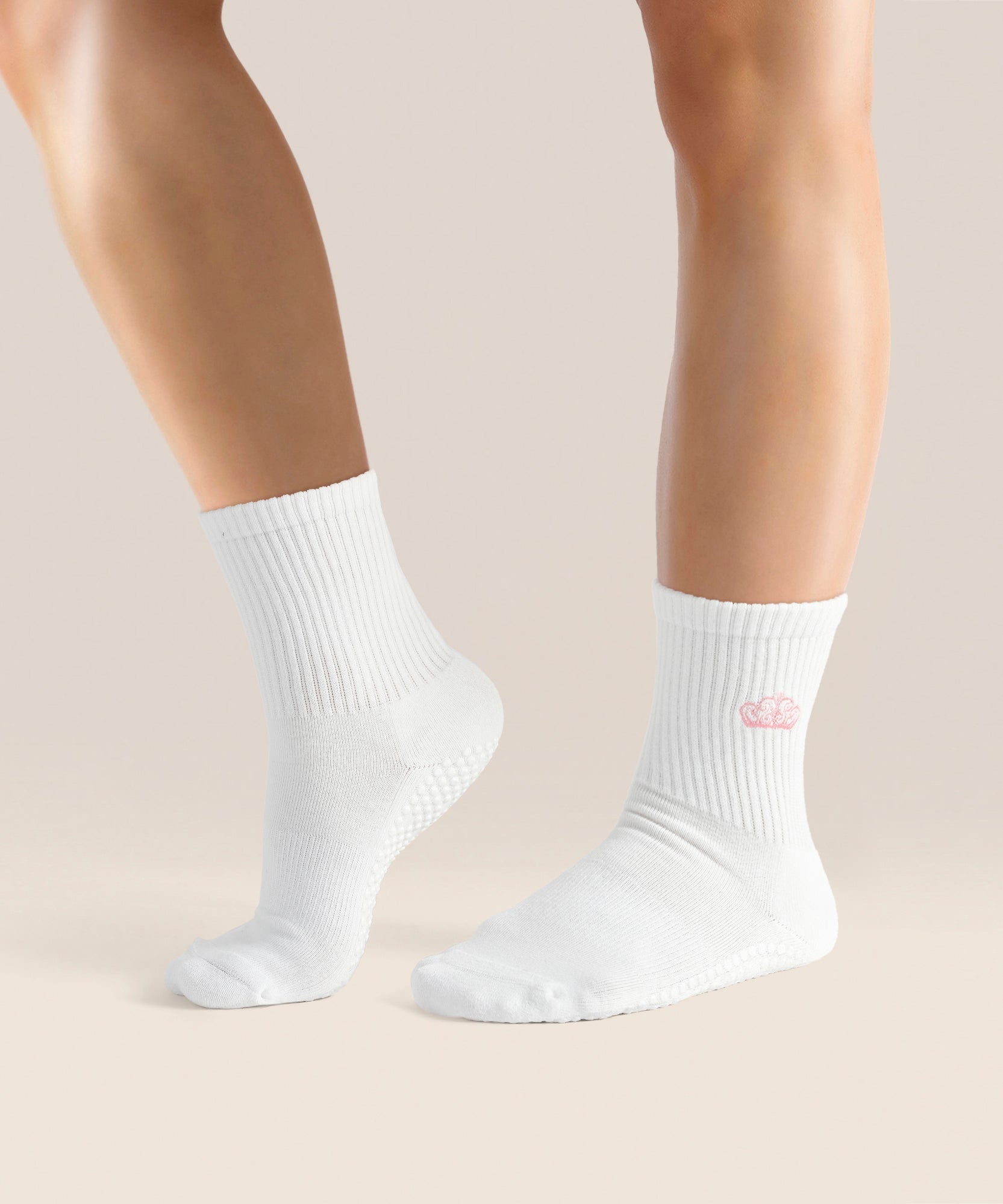 Crew Non Slip Grip Socks - Pink Crown