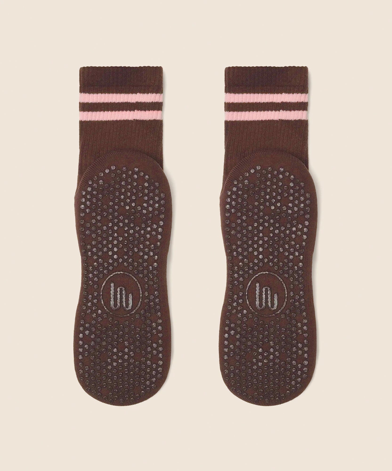 Crew Non Slip Grip Socks - Sporty Stripe Espresso